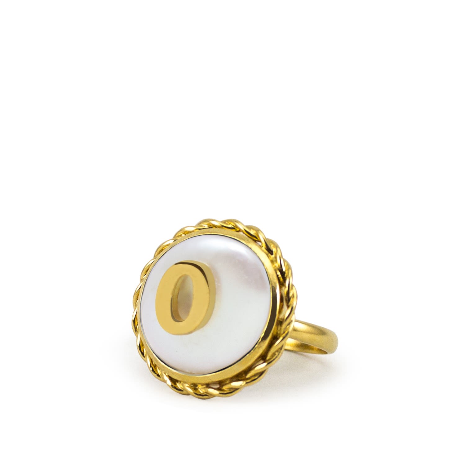 Women’s Gold / White Moonglow Gold-Plated Initial O Pearl Ring Vintouch Italy