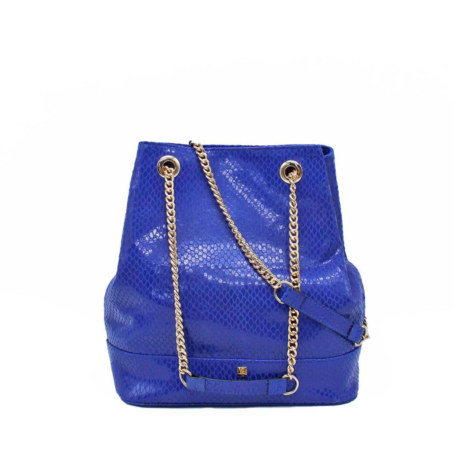 Bella Leather Bucket Bag - Blue Perforated, Alexandra de Curtis