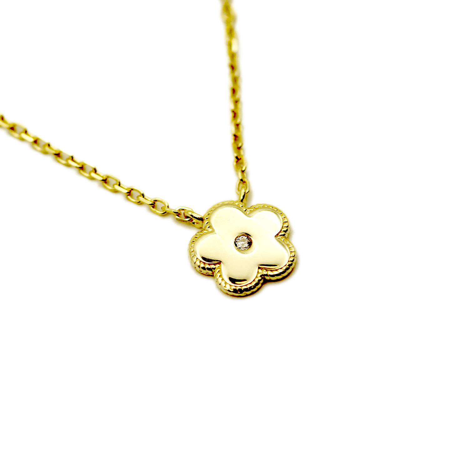 Women’s Baby Diamond Flower Gold Necklace Vicstonenyc Fine Jewelry