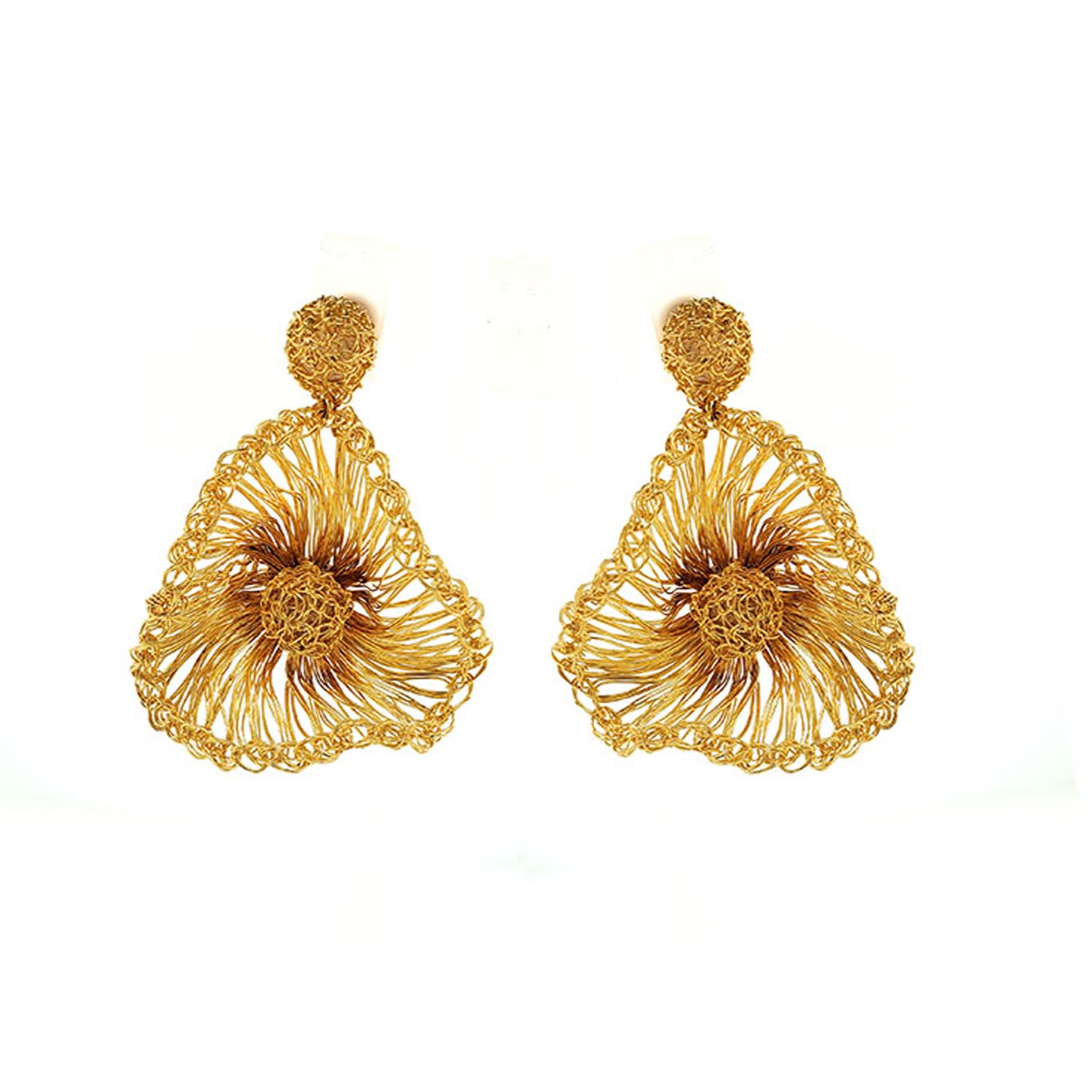 Women’s All Gold Buttercup Handmade Crochet Earrings Lavish by Tricia Milaneze