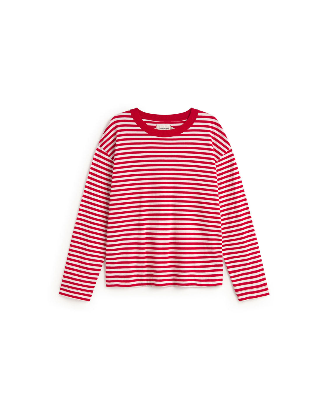 Thinking Mu Women's Red Long Sleeve Striped Emily R T-shirt In Red