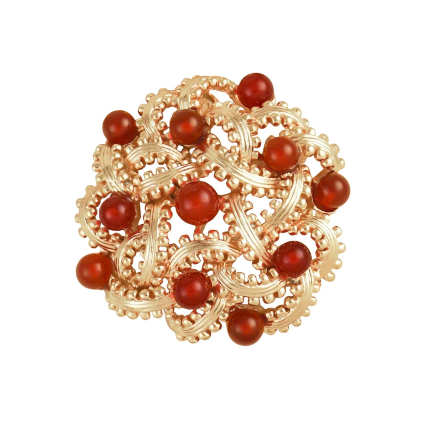 Women's Gold / Red Gold & Red Agate Gemstones Statement Brooch, Series Red Briar | Grossé