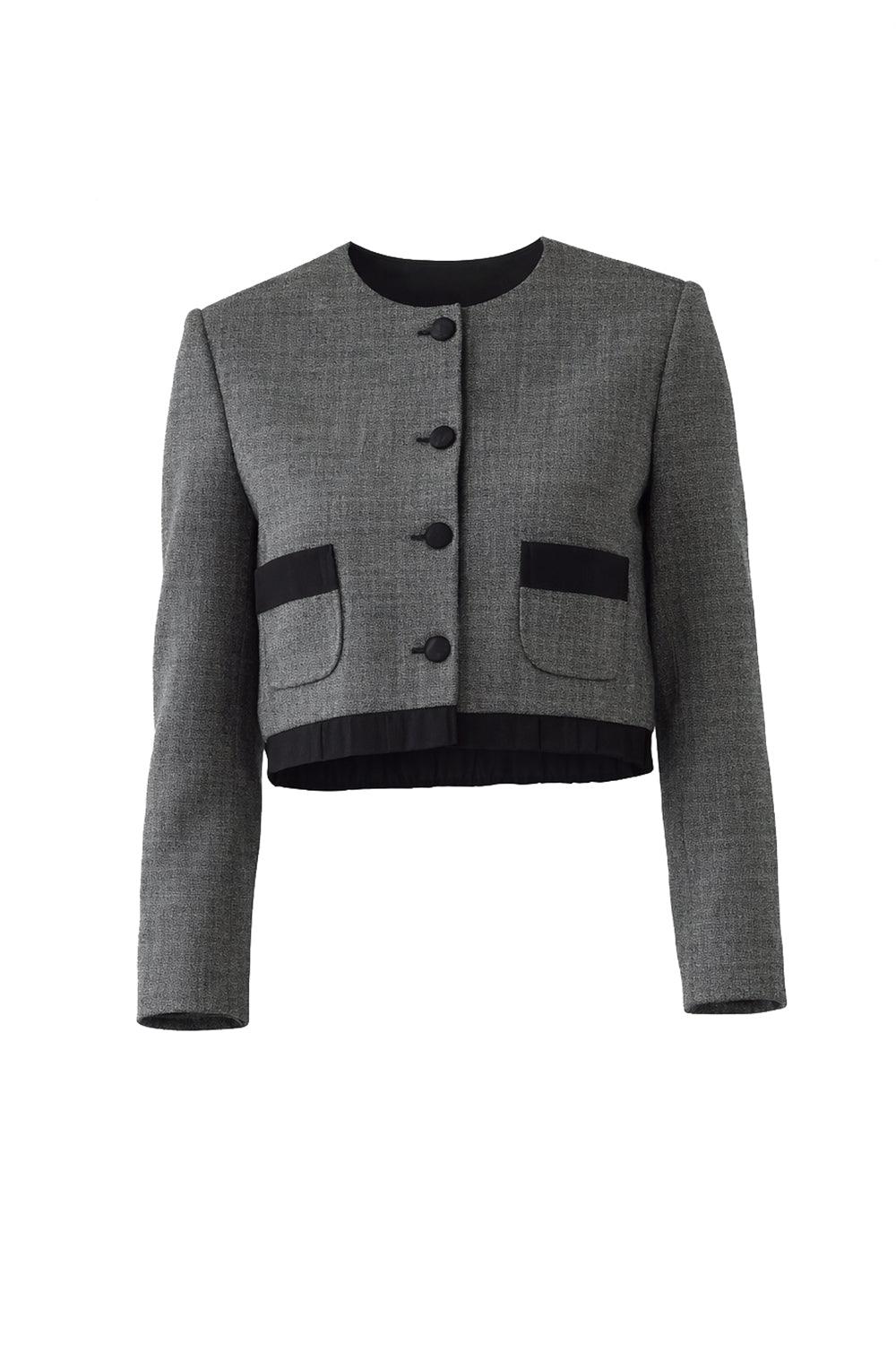 Women's Regular Pocketed Cropped Amias Jacket - Grey | Medium | Exquise