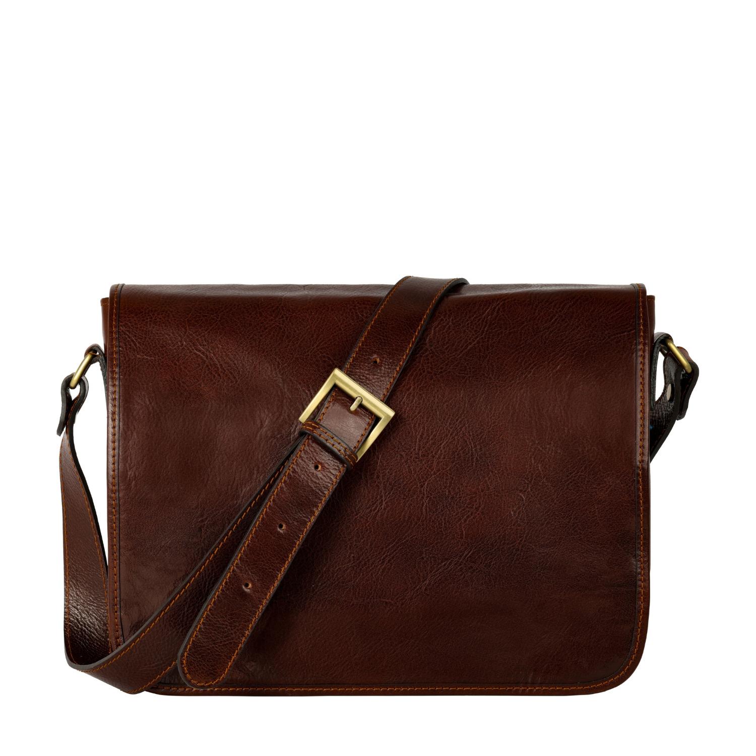 Time Resistance Men's Brown Leather Messenger Bag – The Stranger In Brown