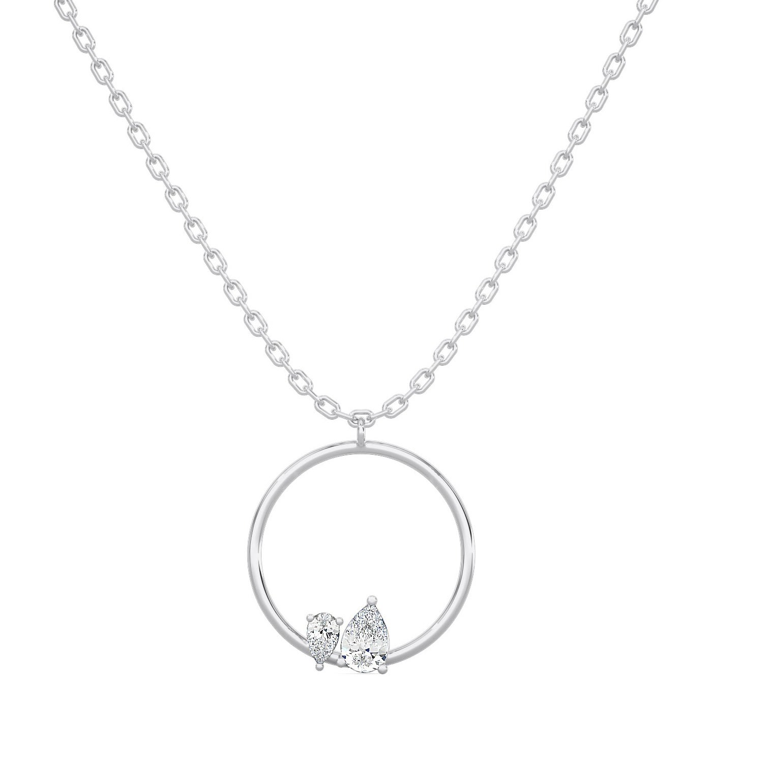 Women’s Silver Pears In Orbit Diamond Necklace Itara Jewelry