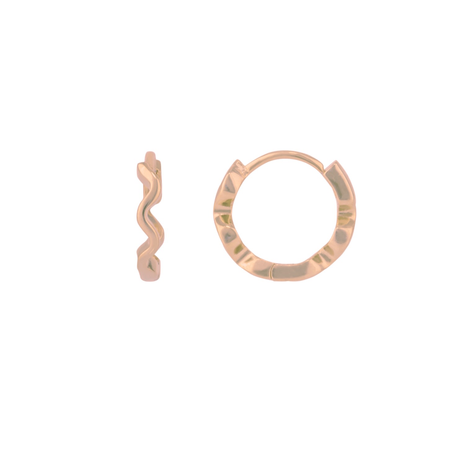 Spero London Women's Sterling Silver Wavy Hoop Earring - Rose Gold