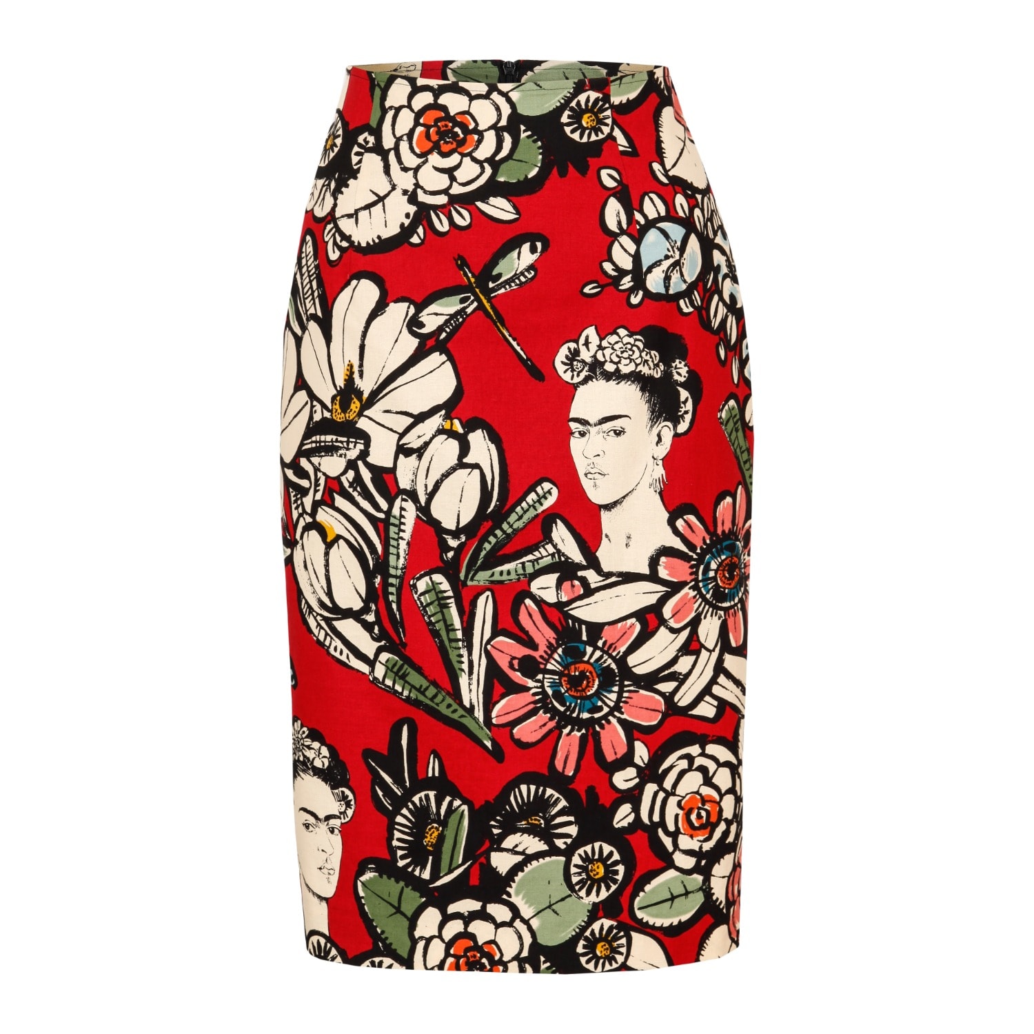 Marianna Déri Women's Pencil Skirt With Mexican Print Red In Red