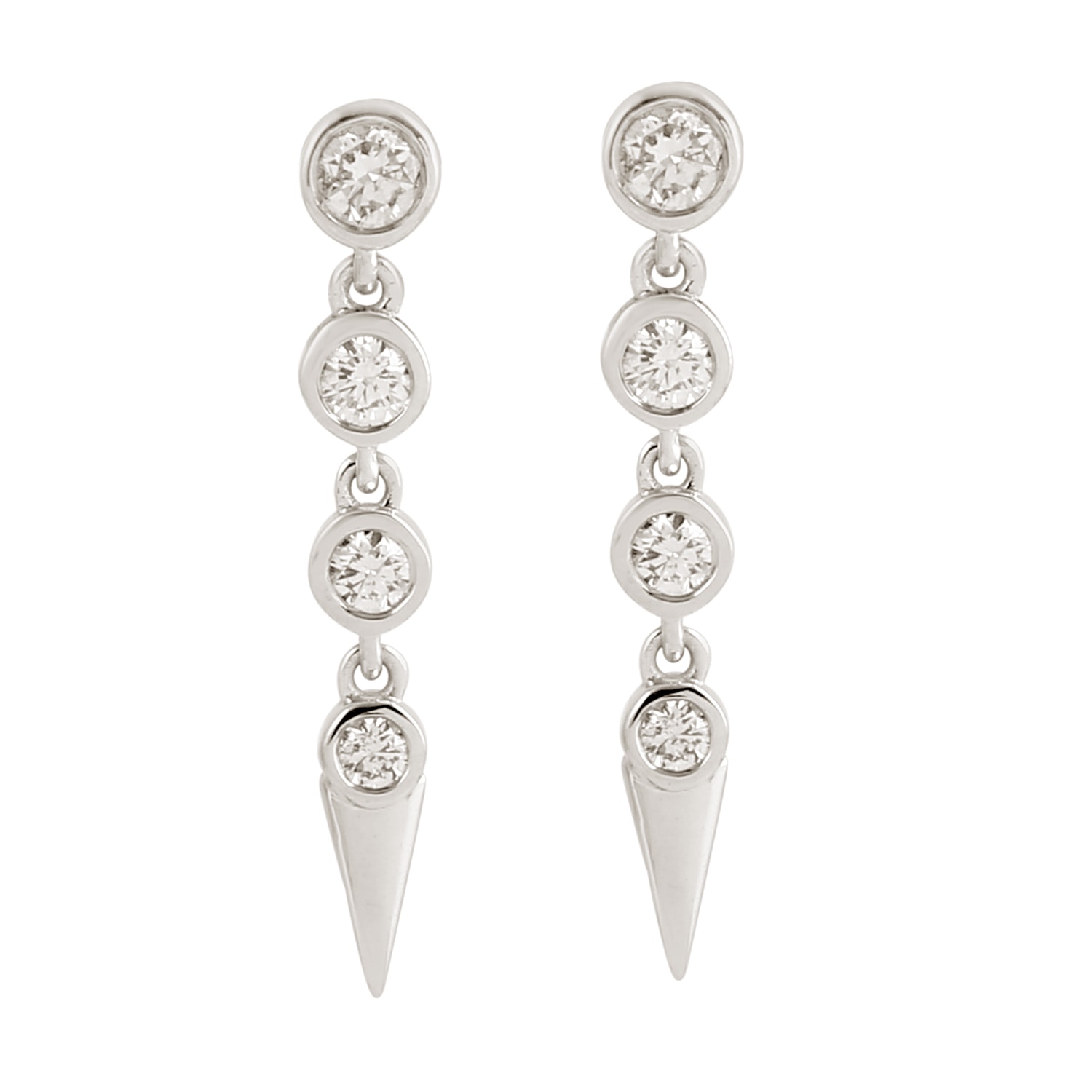 Artisan Women's 18k White Gold Natural Diamond Spike Earrings In Metallic