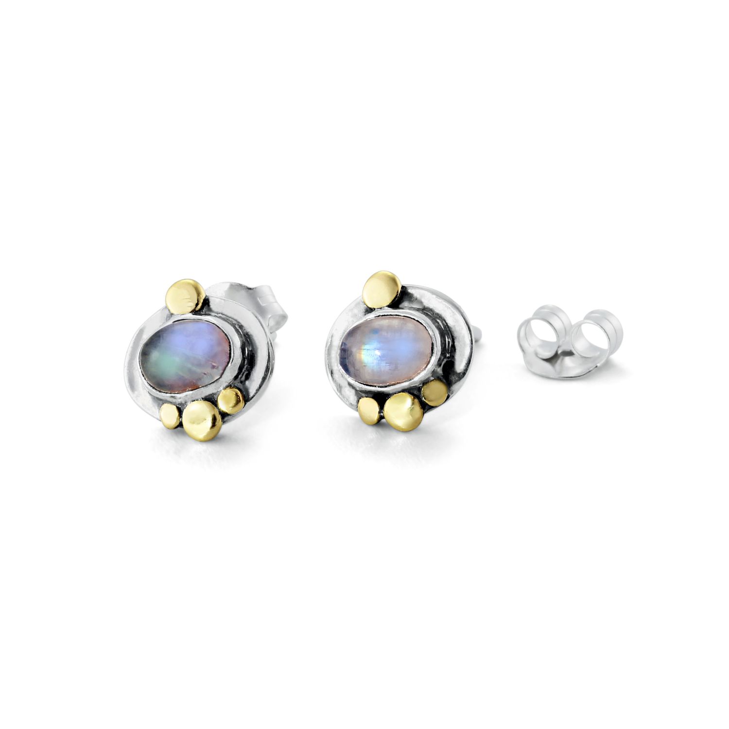 Isla Silver Women's Gold / White / Silver Silver Moonstone Stud Earrings