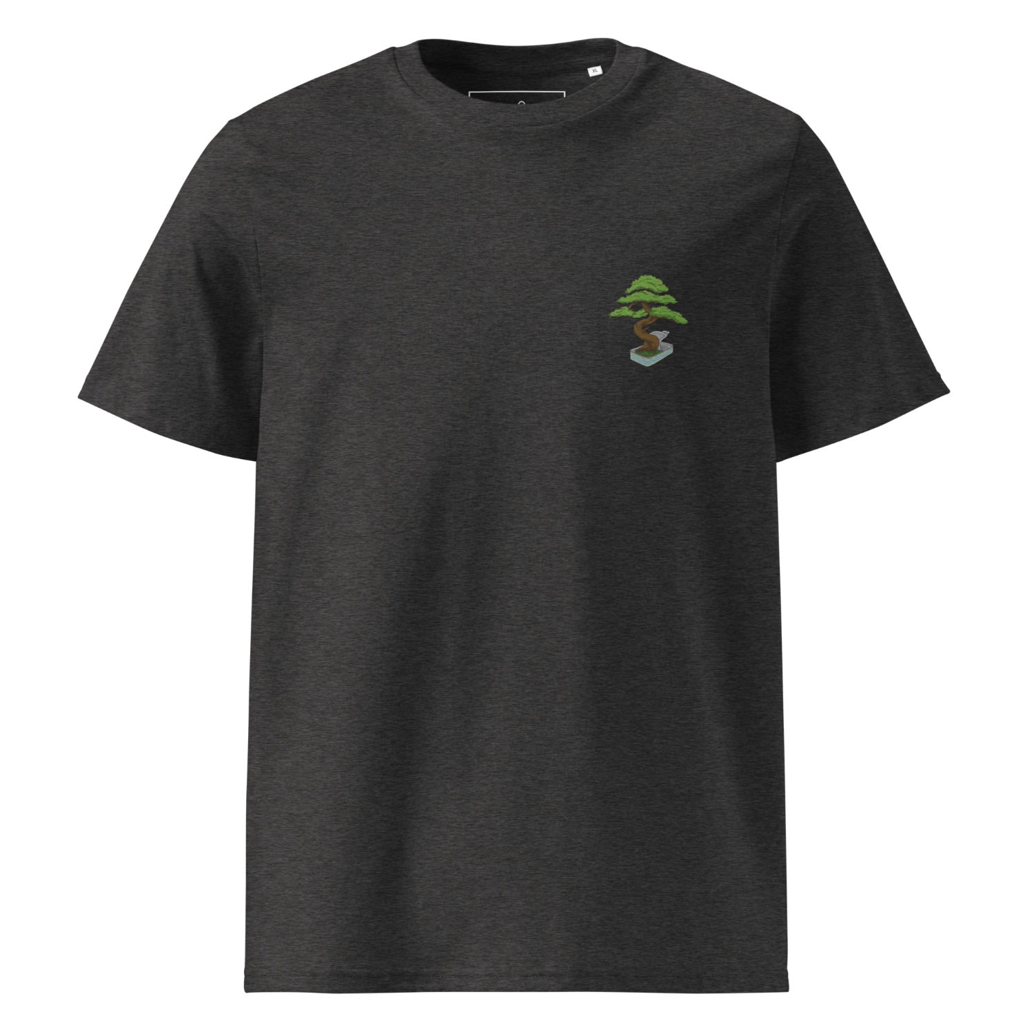 Anchor & Crew Dark Heather Grey Bonsai Garden Dystopia Organic Cotton Embroidered T-shirt - Women In Grey