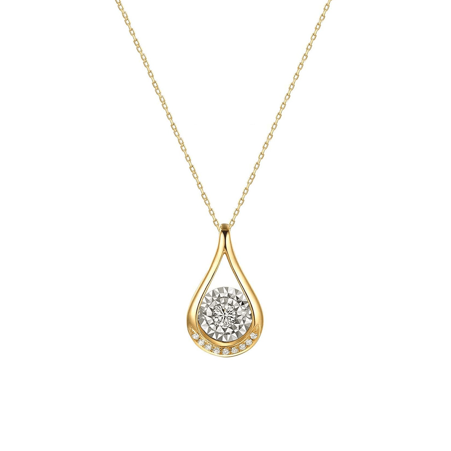 Fanci Me Women's Dazzling Diamond Teardrop Diamond Pendant In Yellow Gold