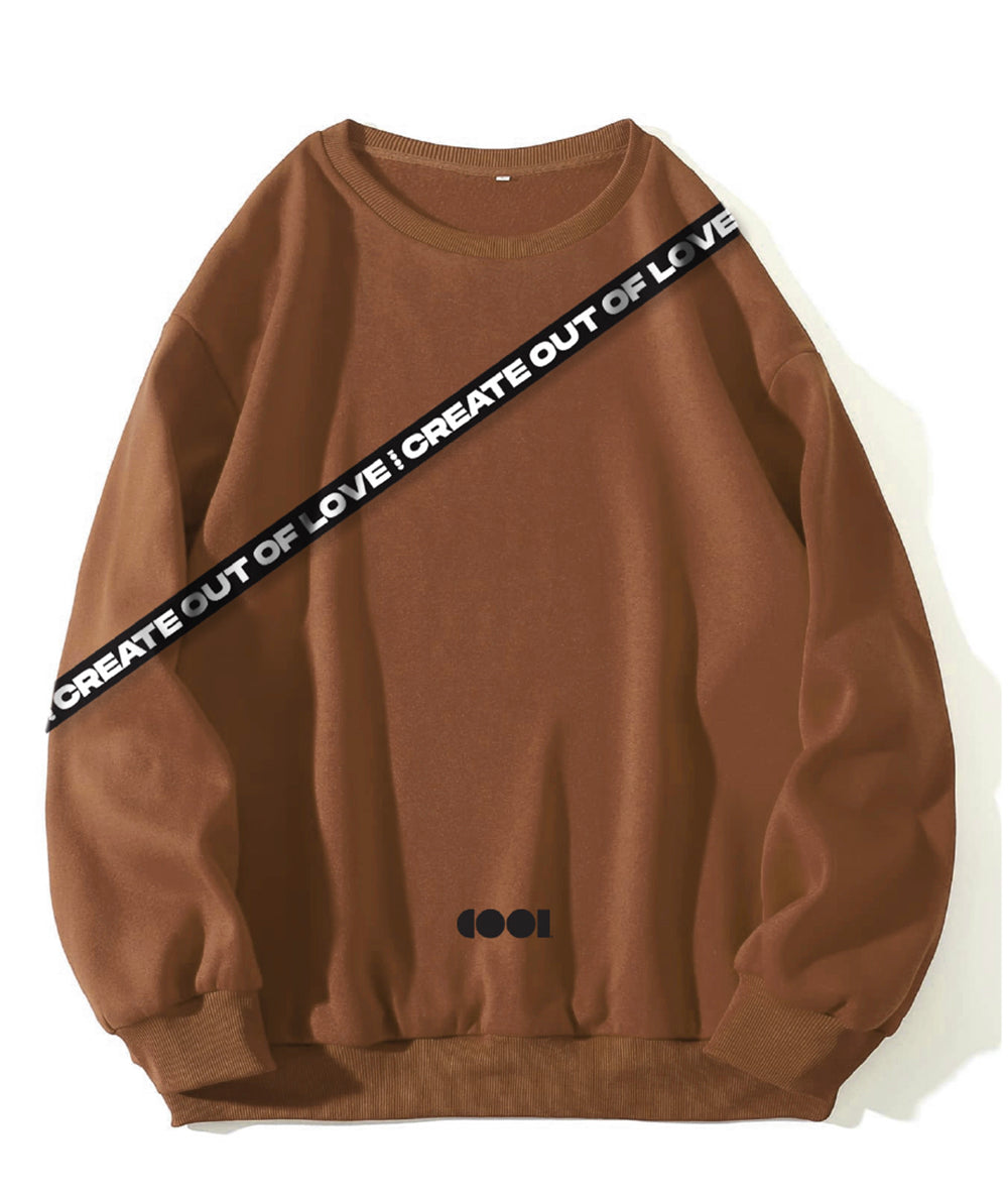 Women’s Brown Mocha Crewneck Sweatshirt Large Cool Creative