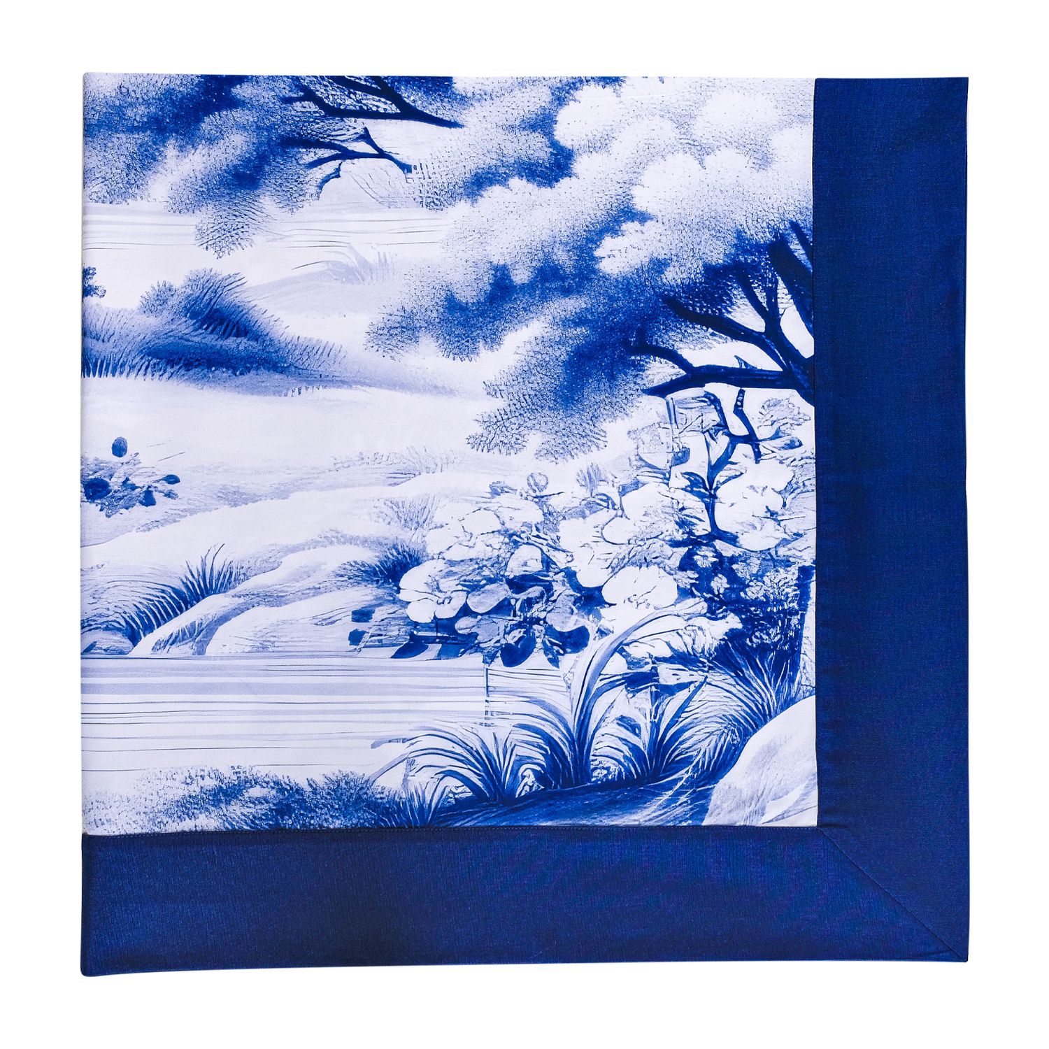 Km Home Collection Blue Blanc Tablecloth In Blue
