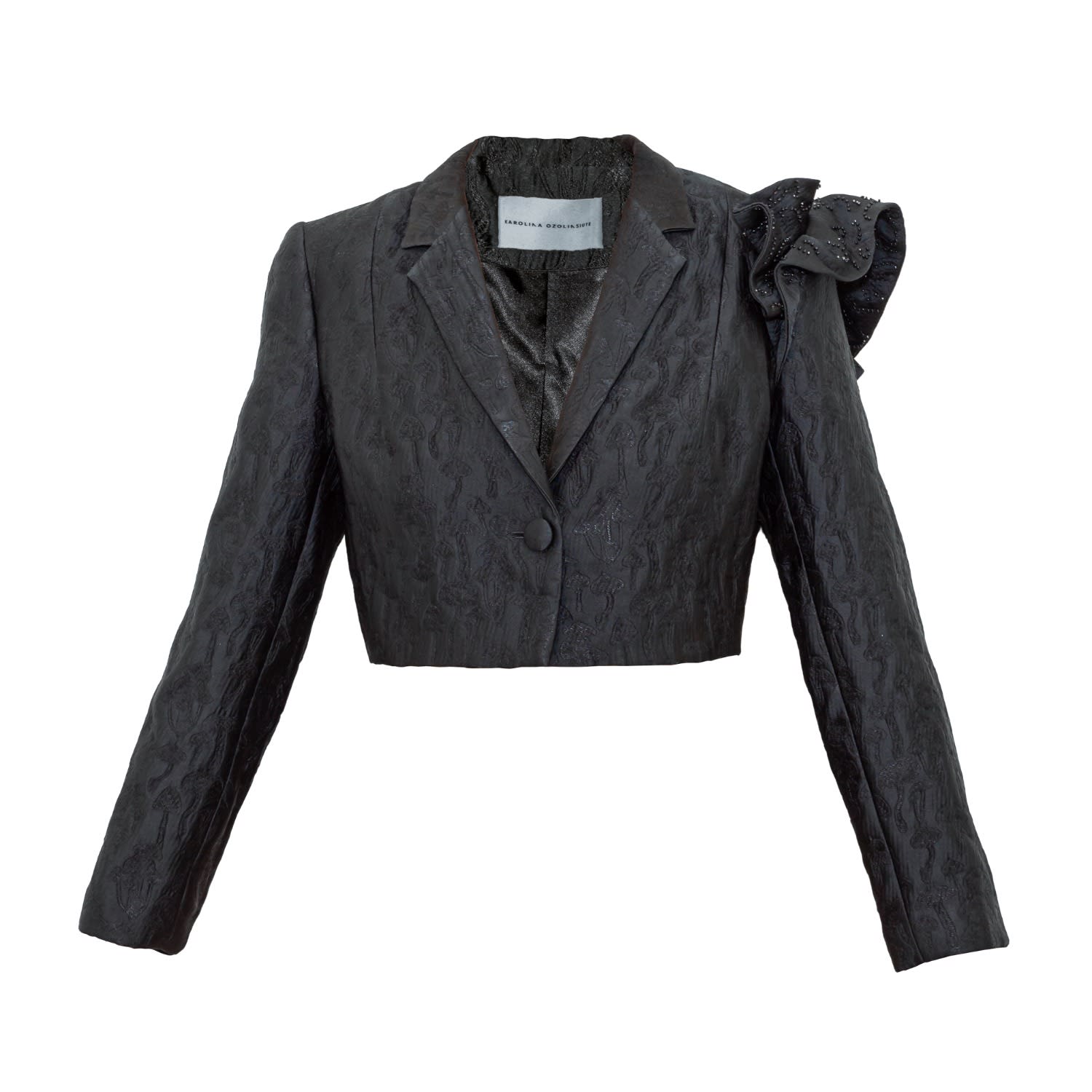 Karolina Ozolinsiute Women's Midnight Black Jacquard Crop Jacket In Black