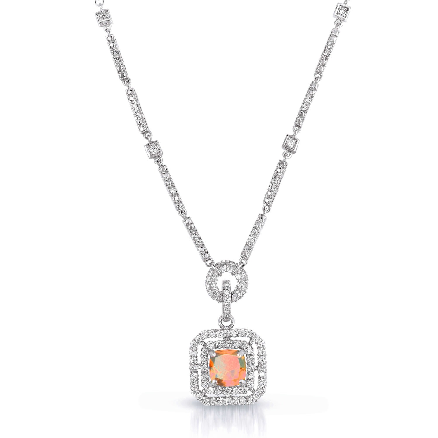 Genevive Jewelry Women's Silver / Yellow / White Cubic Zirconia Sterling Silver White Gold Champagne Square Shape Dro In Multi