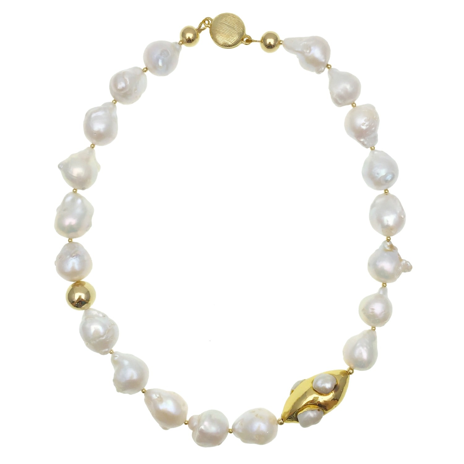 Farra Women's White Baroque Pearls With Freshwater Pearls Studded Pendant Choker