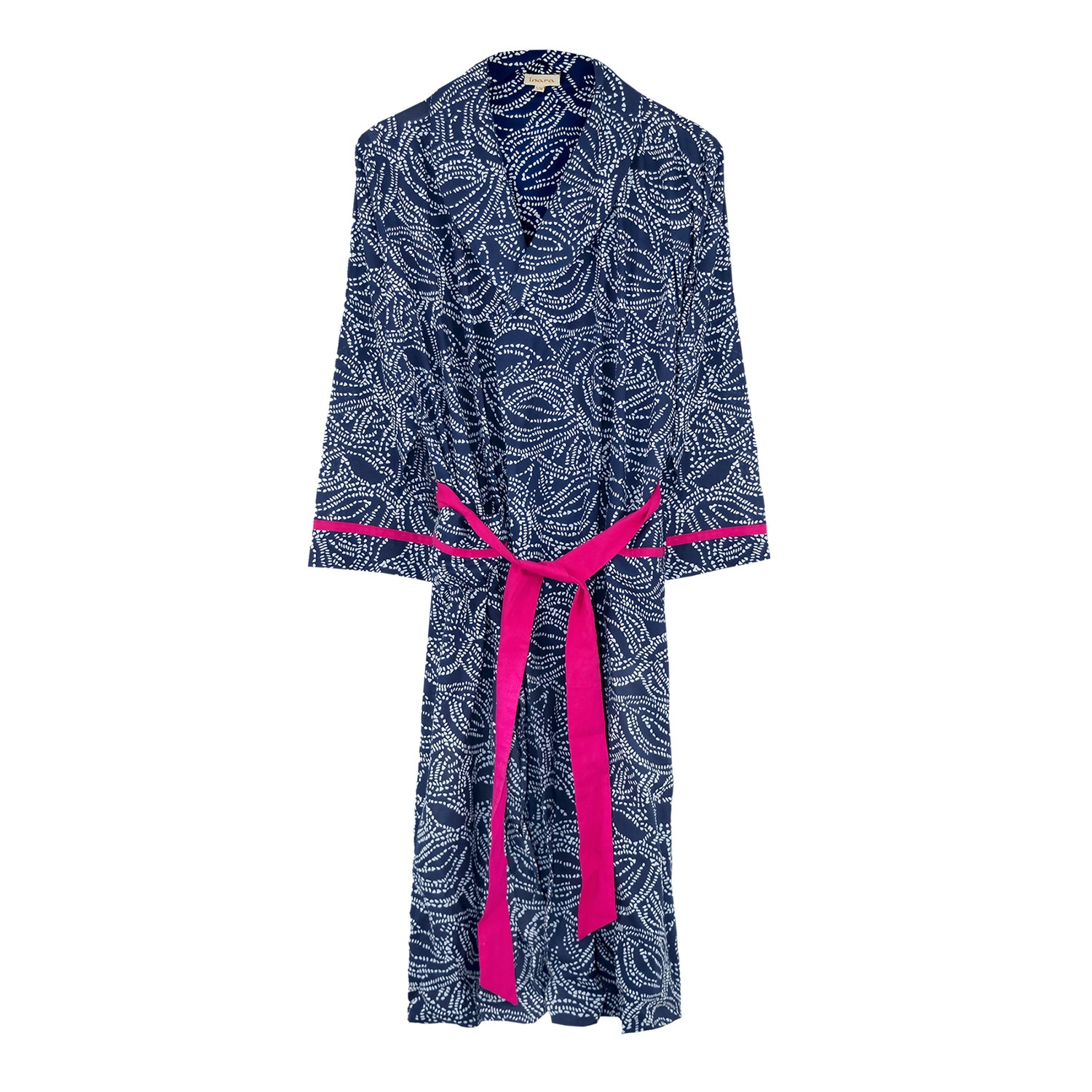 Inara Women's Blue Indian Cotton Starry Night Print Robe In Blue