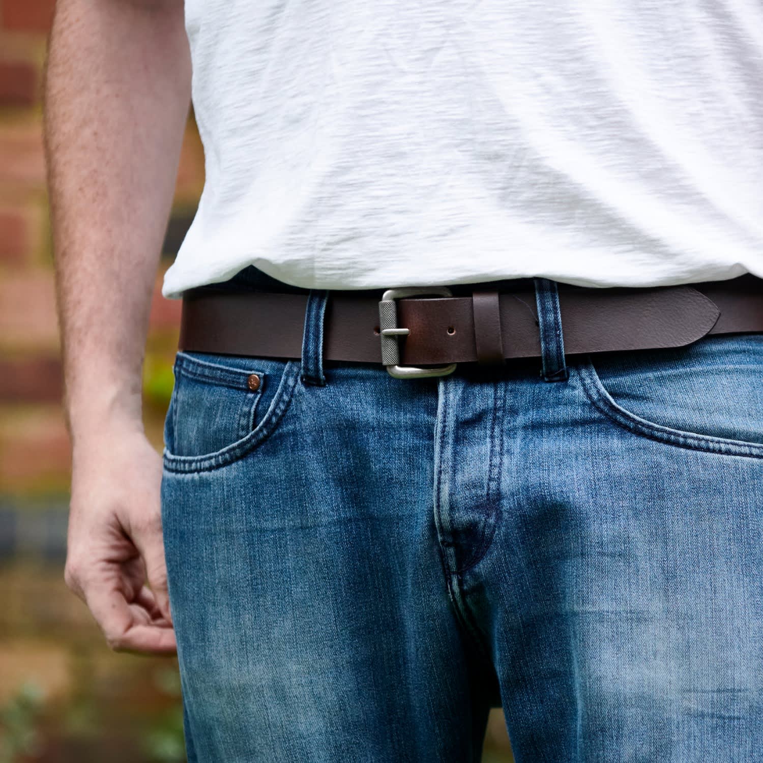 Handmade Brown Leather Jeans Belt by VIDA VIDA