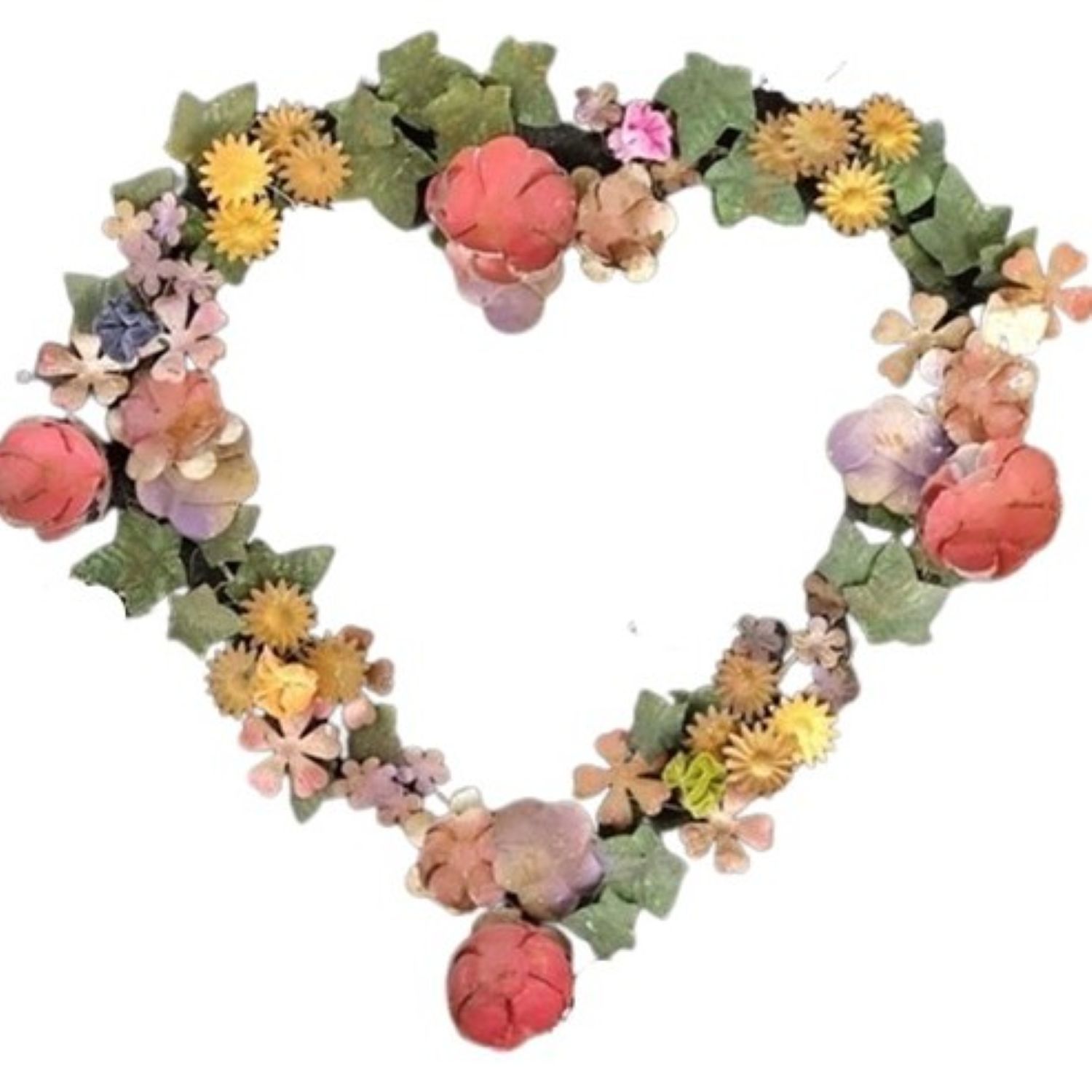 Lila Rasa Heart  Wreath With Buds In Multi