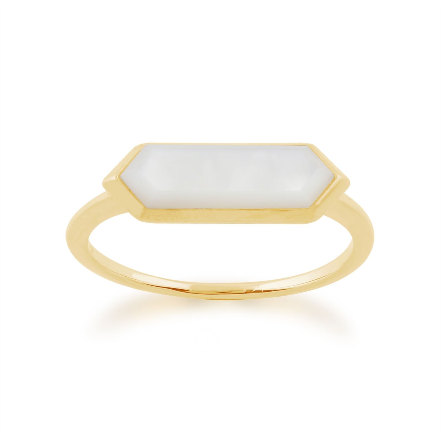 Women’s White Mother Of Pearl Prism Ring In Gold Plated Silver Gemondo