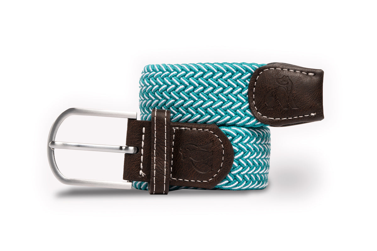 Men’s Blue / White Woven - Belt Aqua Fine Weave Medium Swole Panda