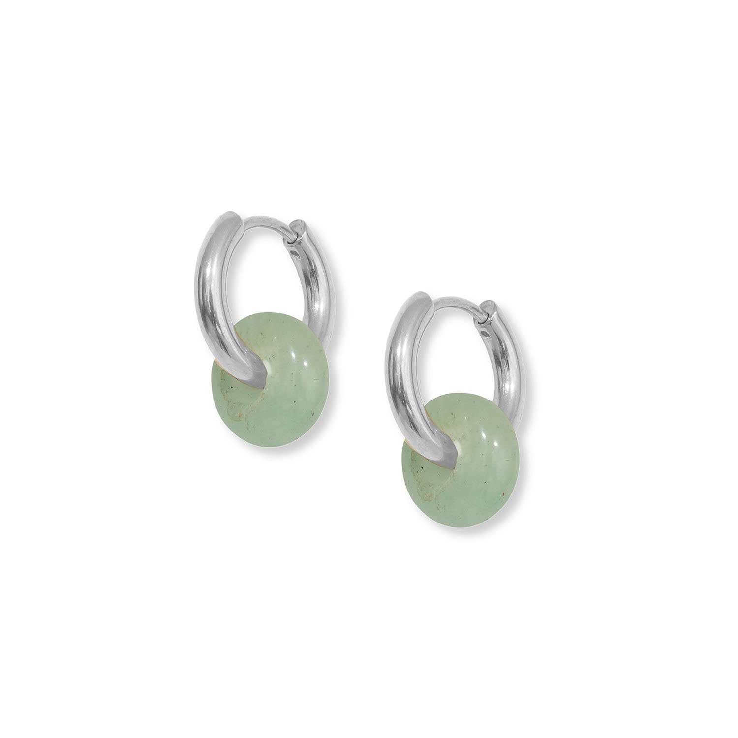 Women’s Mint Agate Hoops - Silver A Weathered Penny