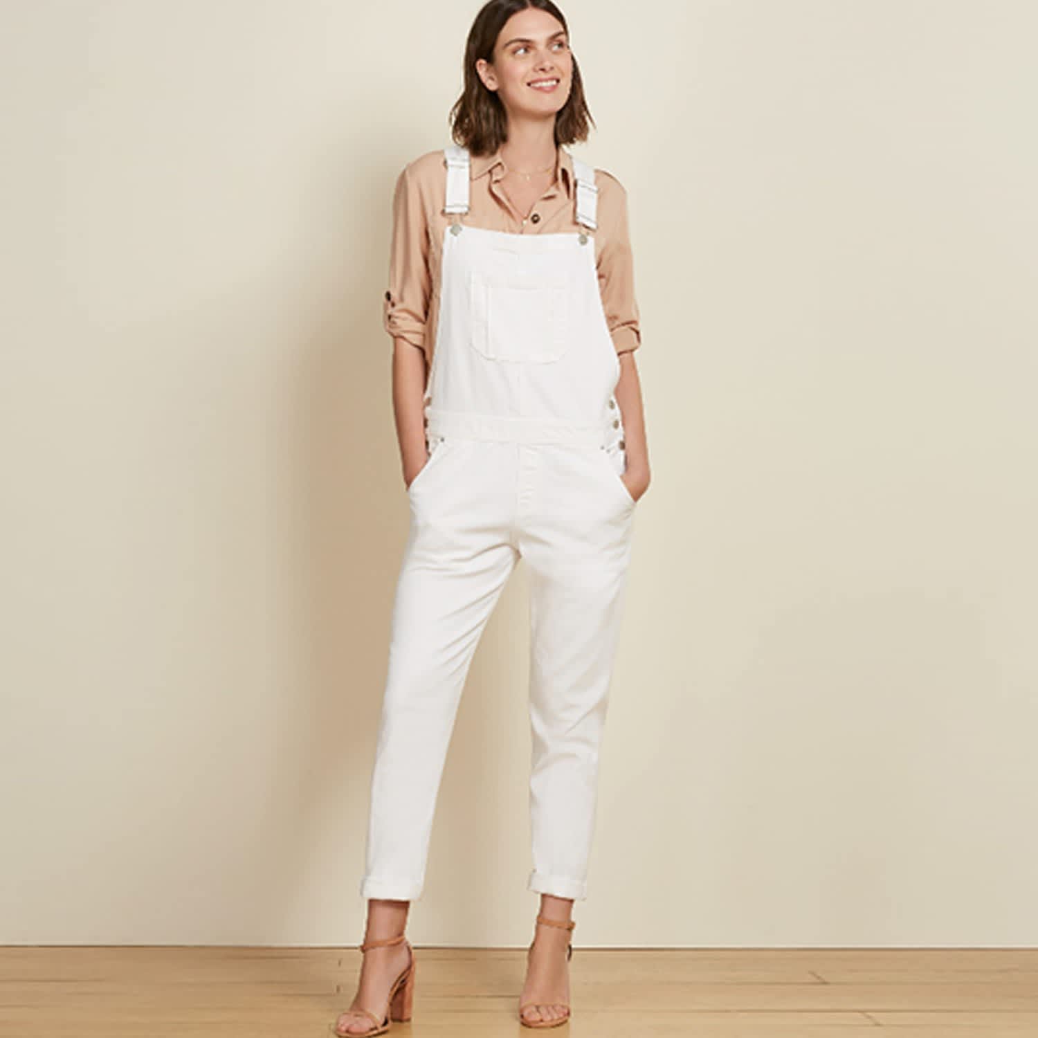 ladies white dungarees