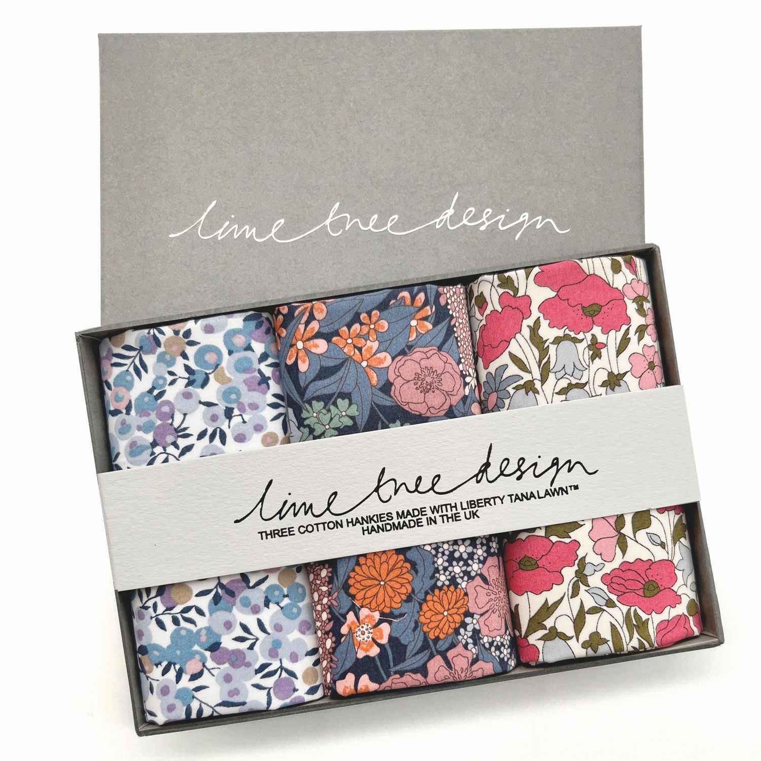 Lime Tree Design Men's Three Hankies Made With Liberty Fabric - Lavender Hill Mob In Multi
