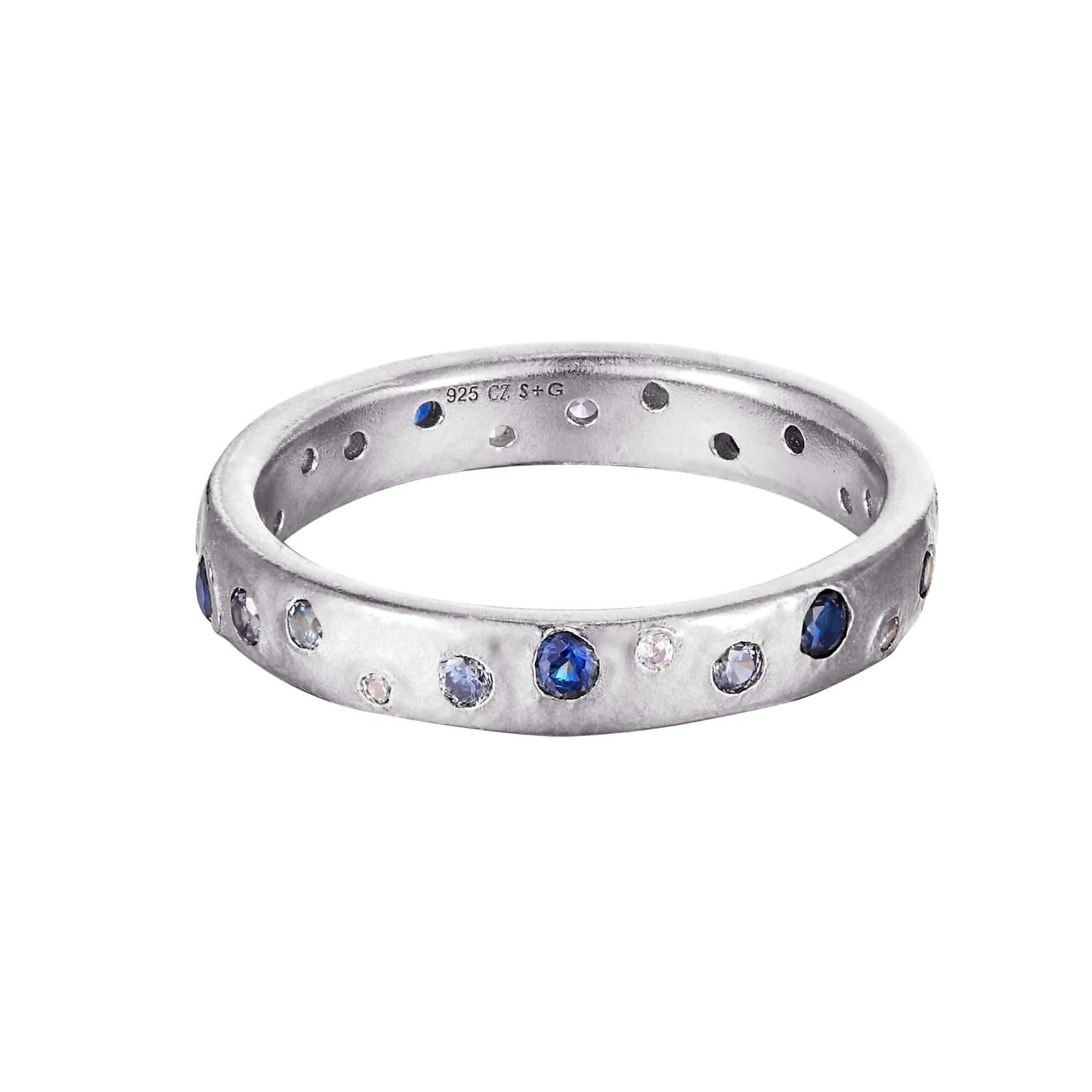 Women’s Ecoated Sterling Silver Cz Blue Eternity Ring Seol + Gold