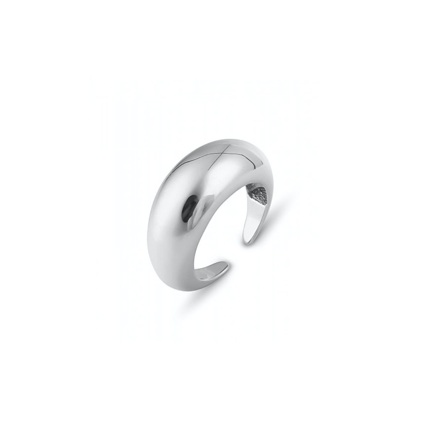 Women’s Sterling Silver Dome Crescent Ring - Silver Spero London