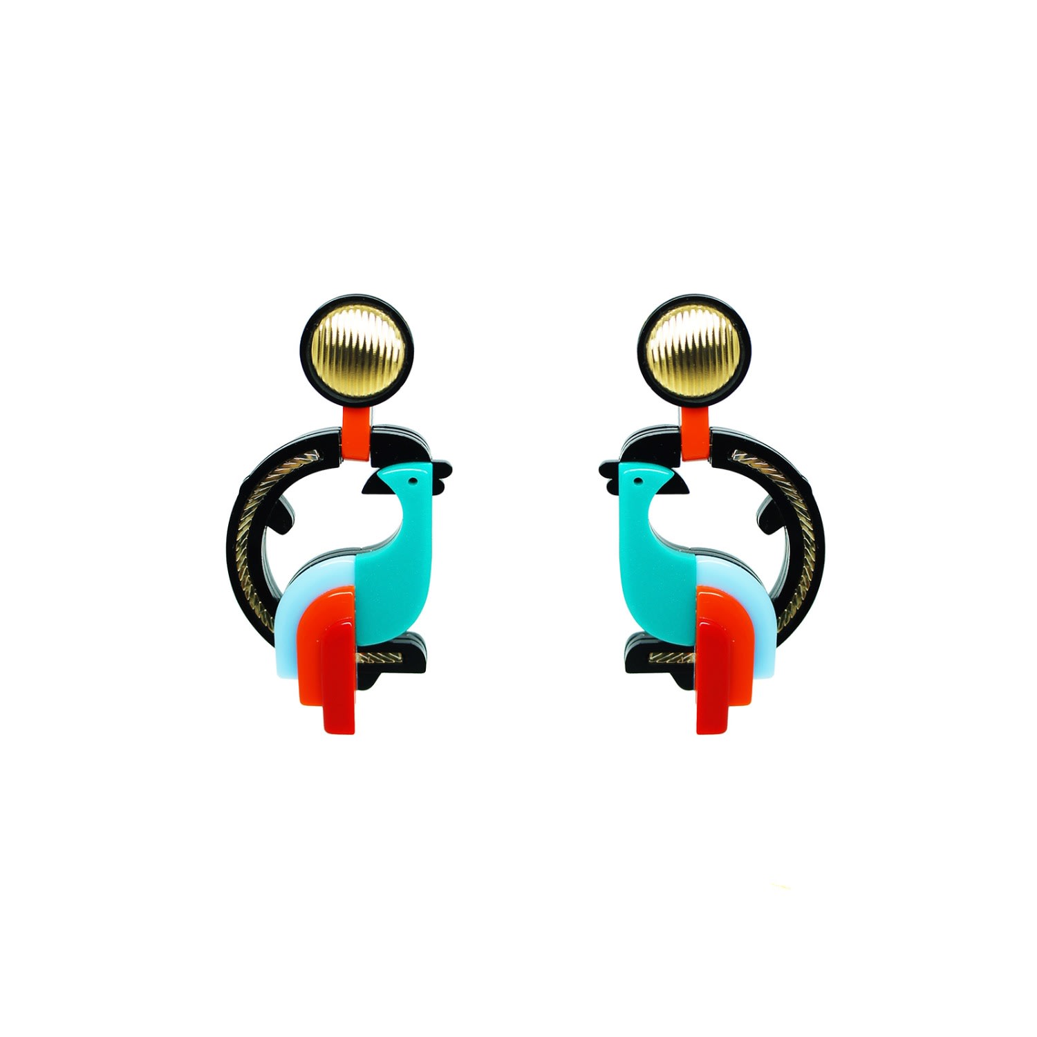 Gissa Bicalho Women's Grey Handmade Acrylic Earring Quetzal / Turquoise