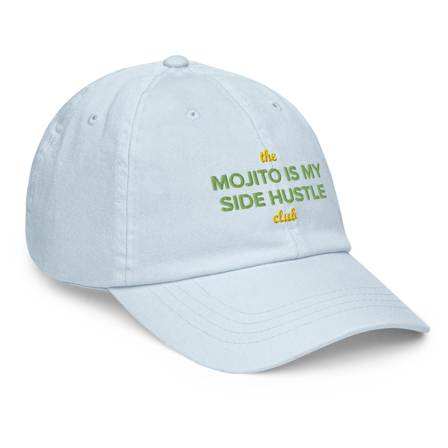 Anchor & Crew Pastel Blue Mojito Is My Side Hustle Club Chino Embroidered Cap - Men In Blue