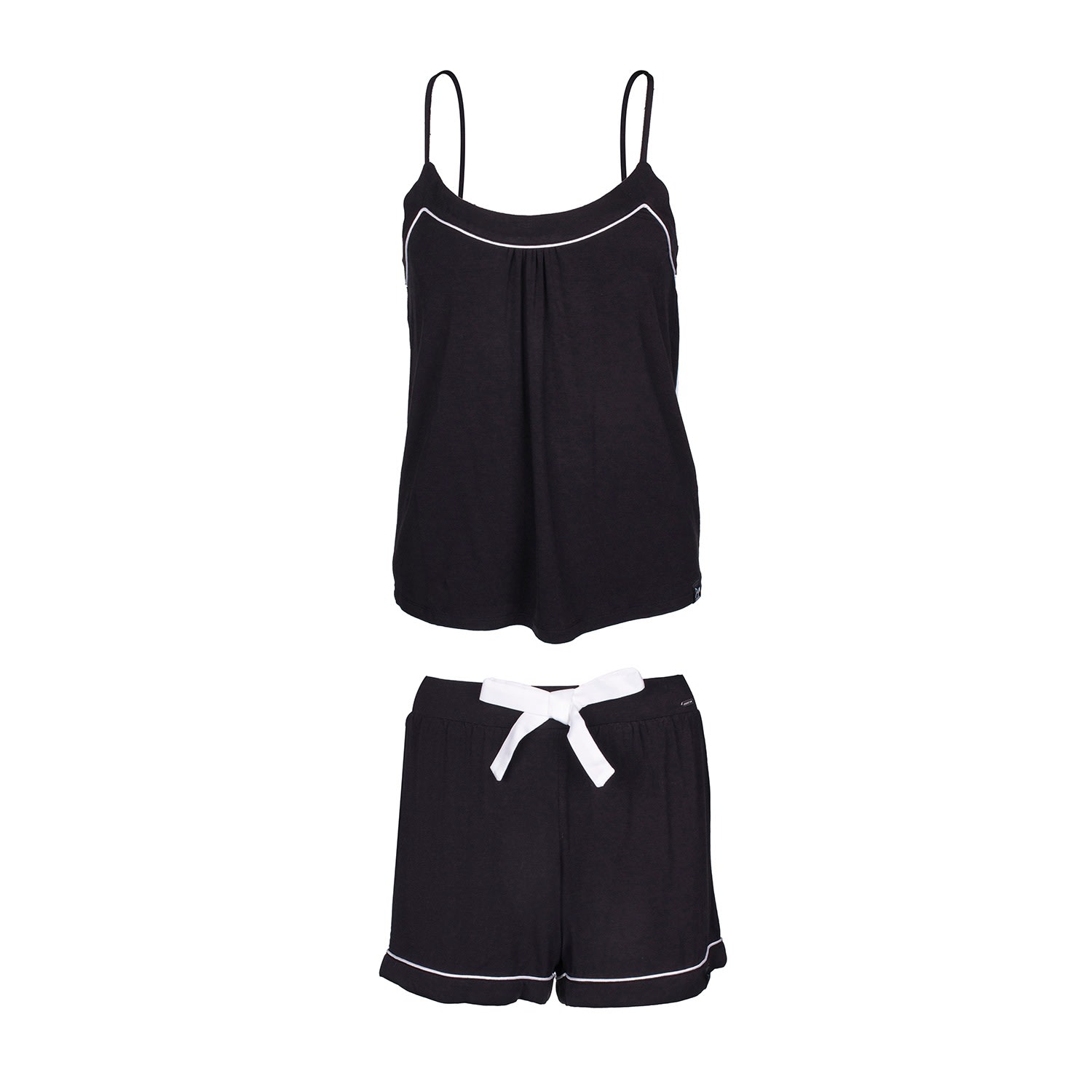 Pretty You Women's Bamboo Cami & Short Pyjama Set In Black In Black