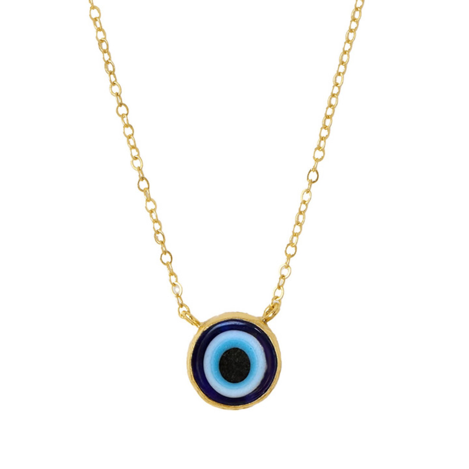 Women’s Blue / Gold Nazar Navy Evil Eye Necklace Ottoman Hands