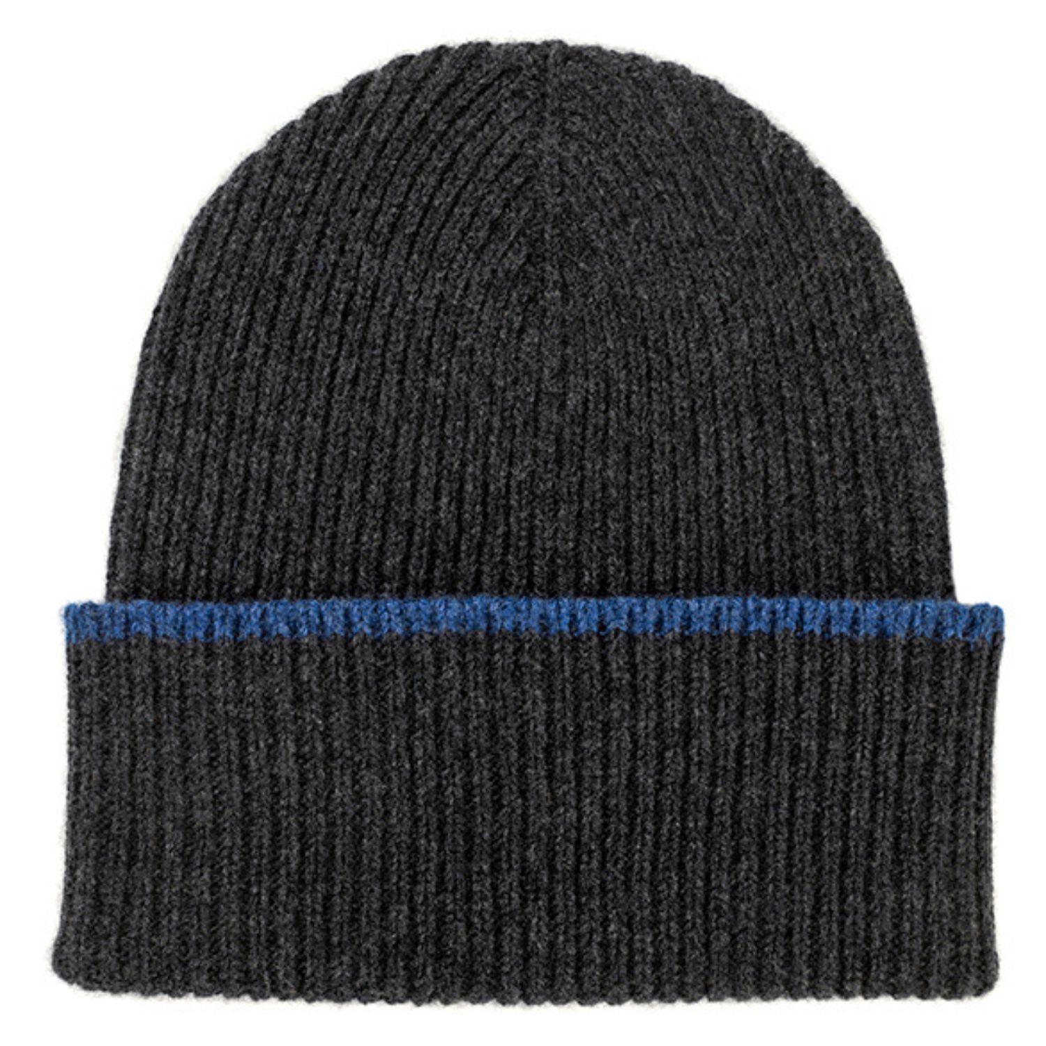 Kinalba Men's Grey / Blue Gents Charcoal Mid-weight Ribbed Cashmere Beanie Hat In Multi