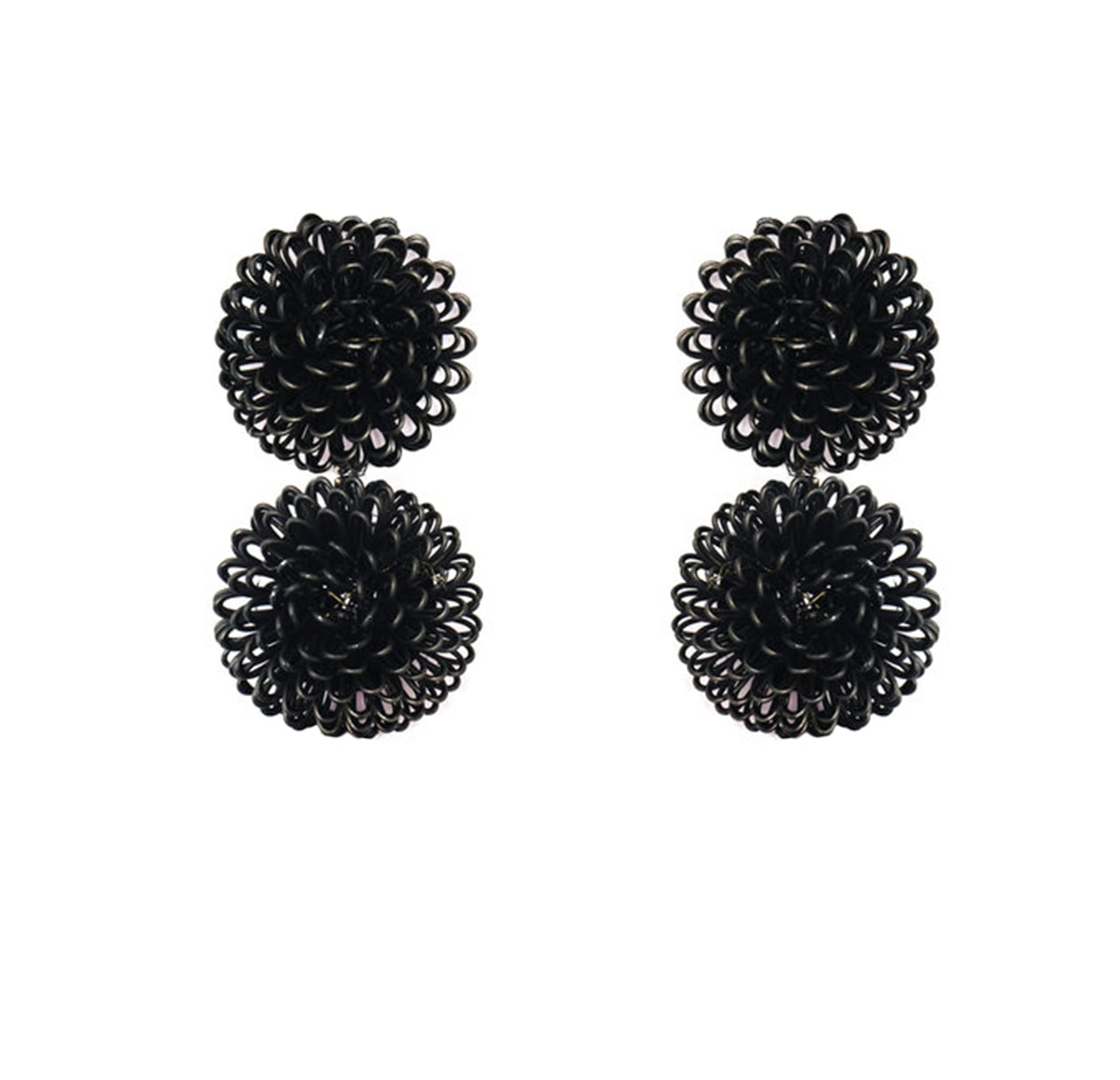 Women’s Double Black Pompom Earrings Pat’s Jewelry