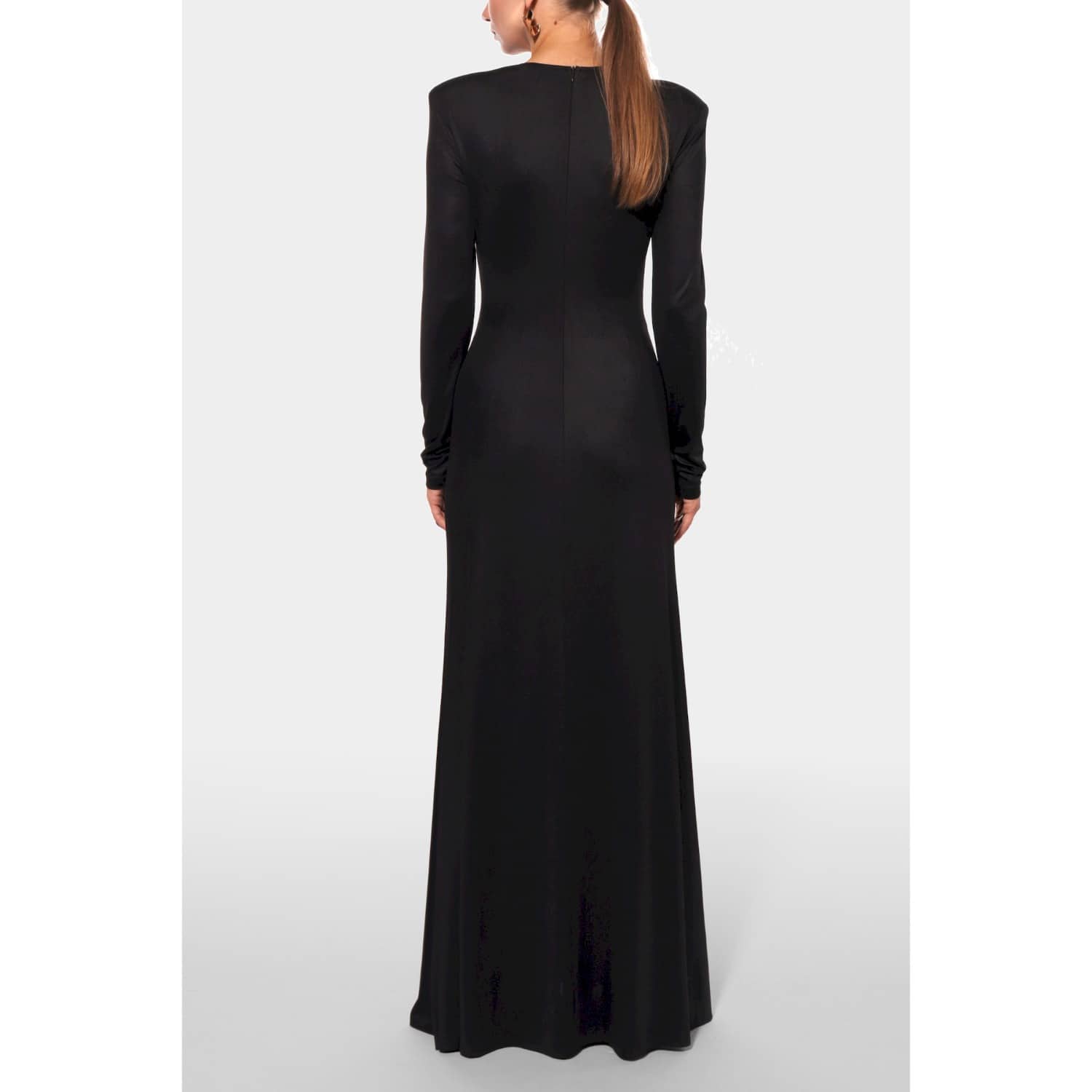 Aggi by Halewski Nina Pearl Long Sleeve Maxi Evening Dress - Black