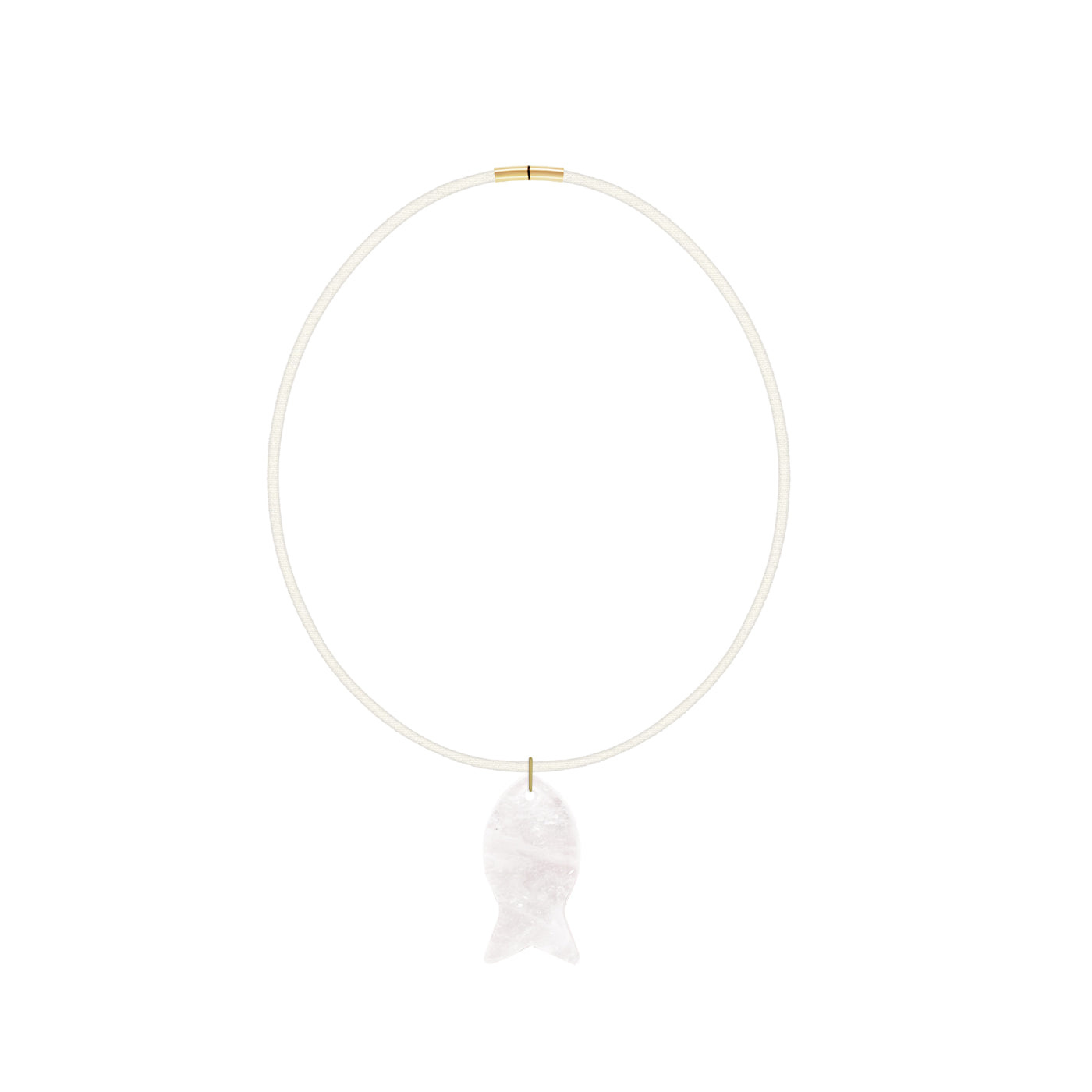Adriana Pappas Designs Women's White Quartz Fish Choker- Ivory Cord In White