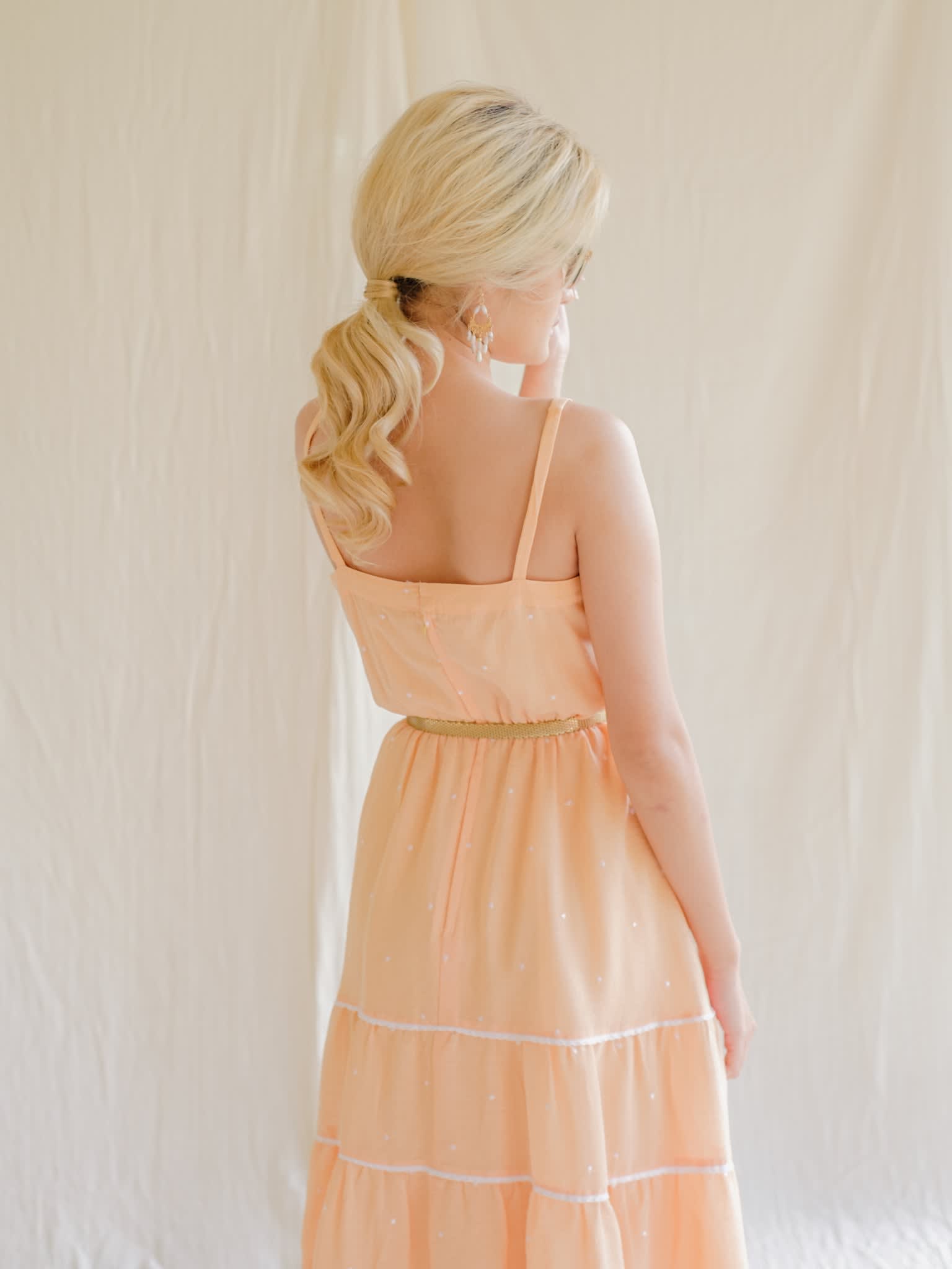 Women s Pink Purple Vintage Coral Pink Polyester Dress with Spaghetti Straps Extra Small Sugar Cream Vintage