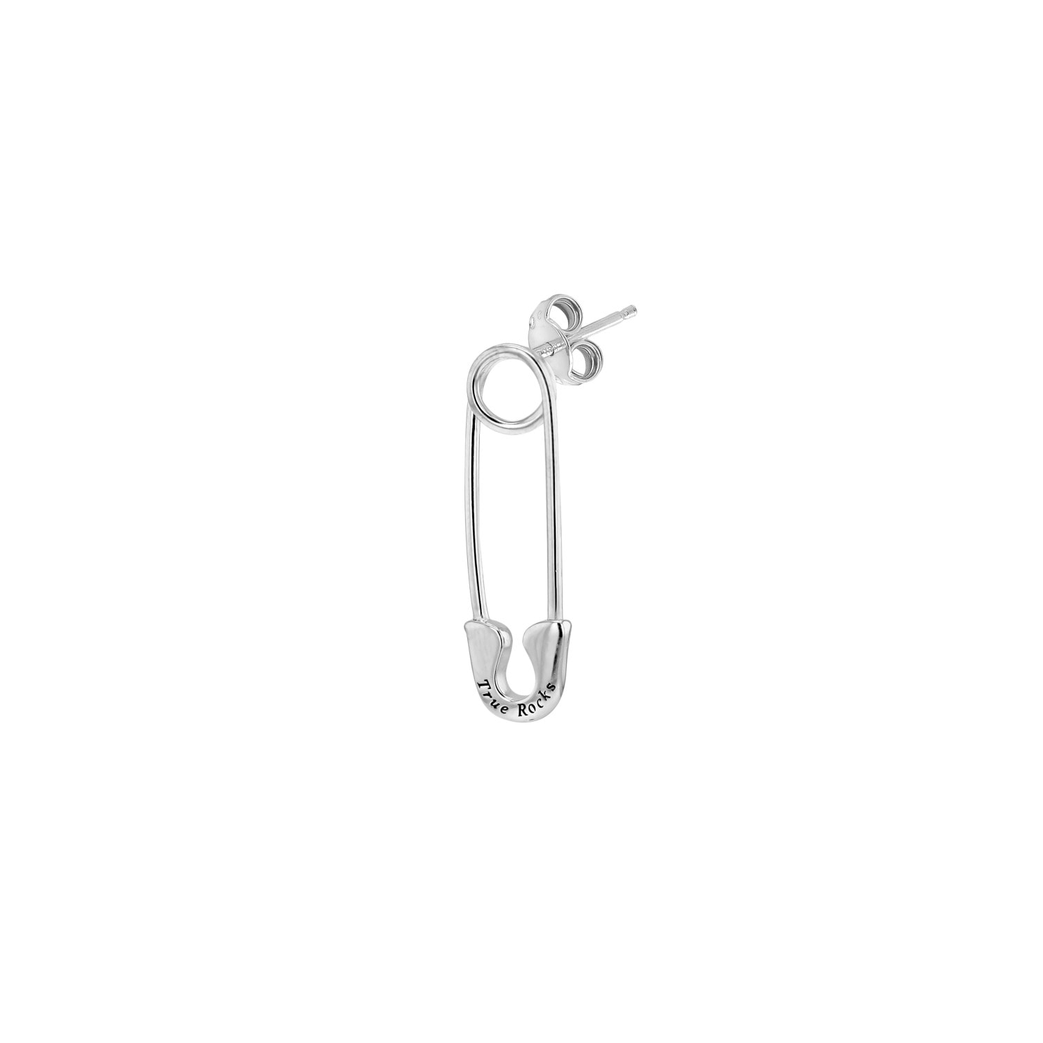 True Rocks Men's Safety Pin Stud Earring Sterling Silver In Silver