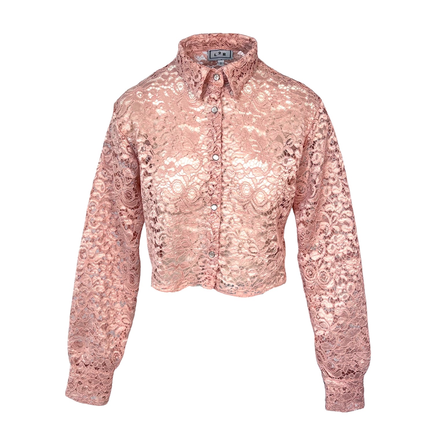 L2r The Label Women's Pink / Purple Cropped Shirt - Pink Lace In Pink/purple