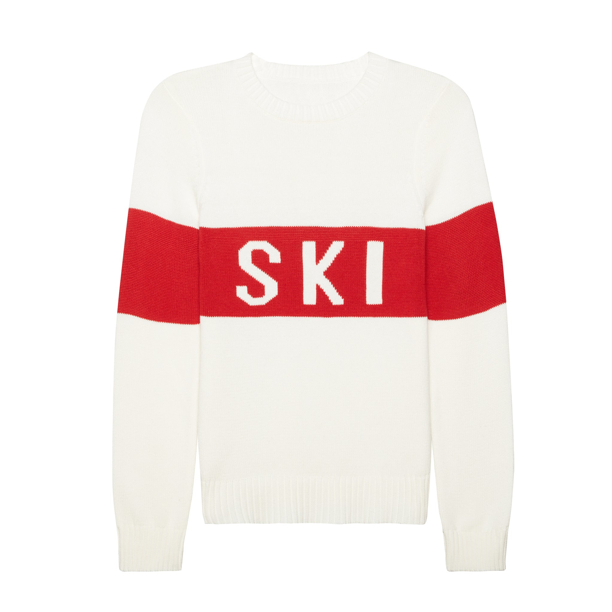 Ellsworth + Ivey Women's Block Ski Crewneck Sweater - White