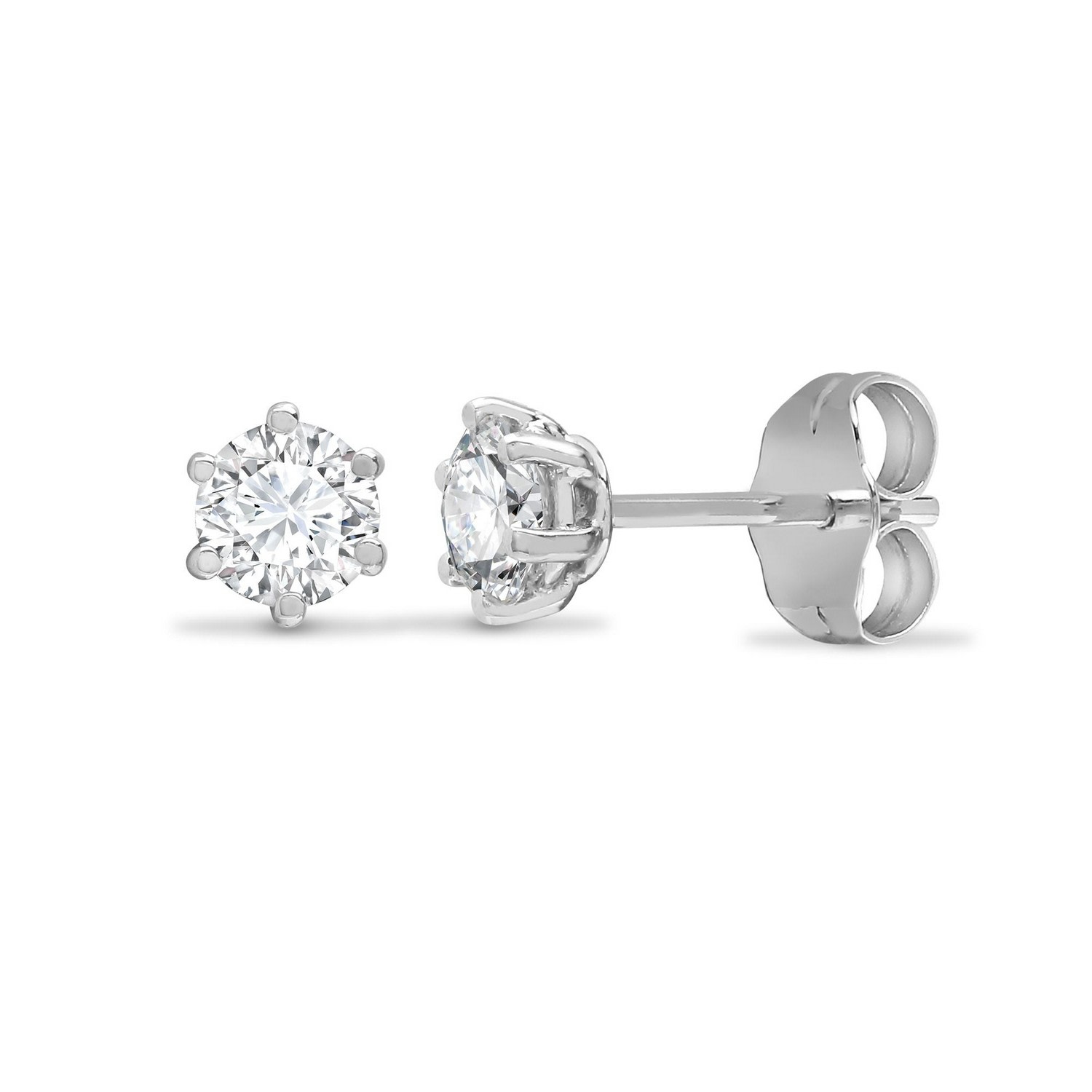 Women’s White Gold Solitaire Diamond Earrings Studs Half Carat G Si Cervin Blanc