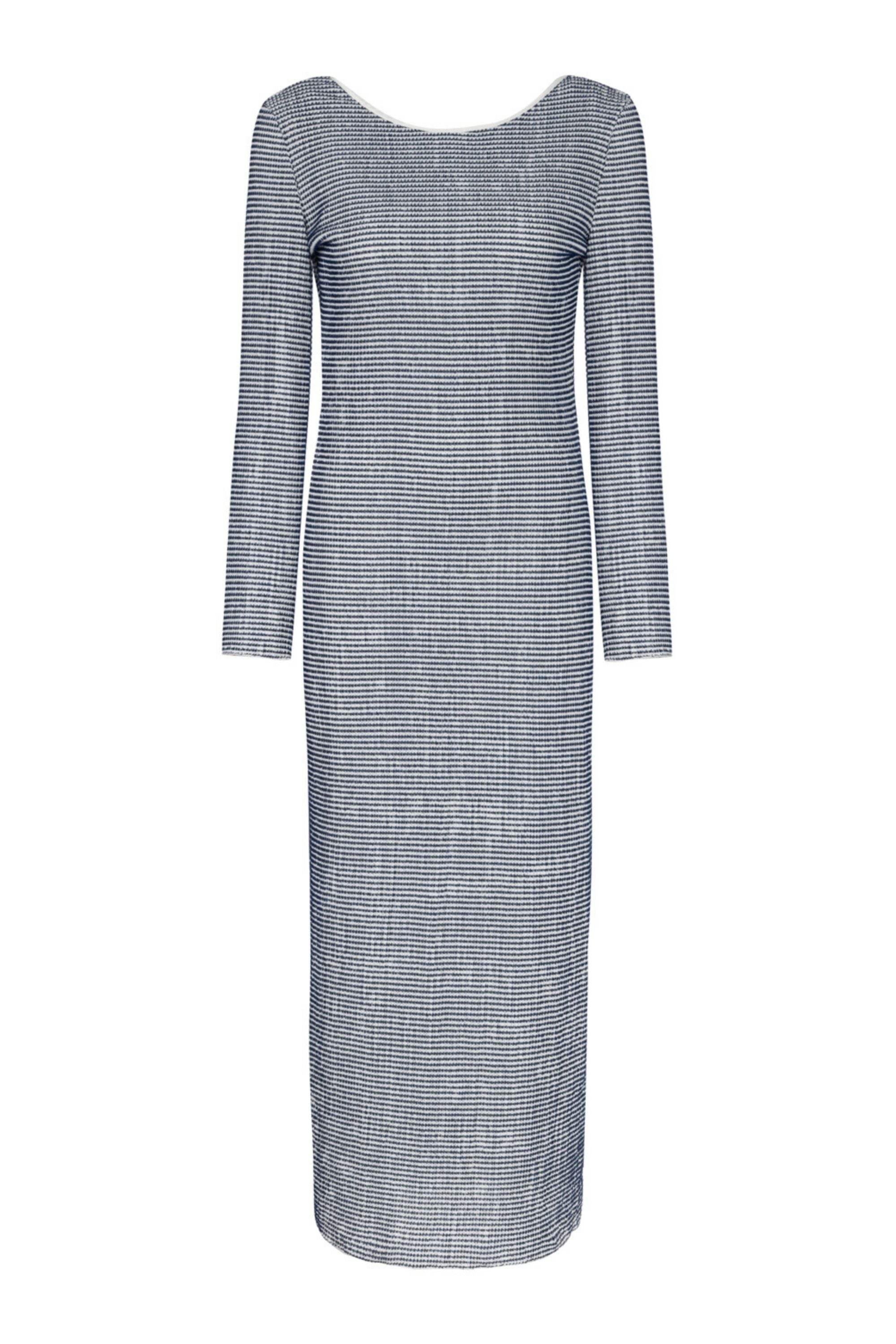 Nocturne Striped Dress With Low Back In Blue