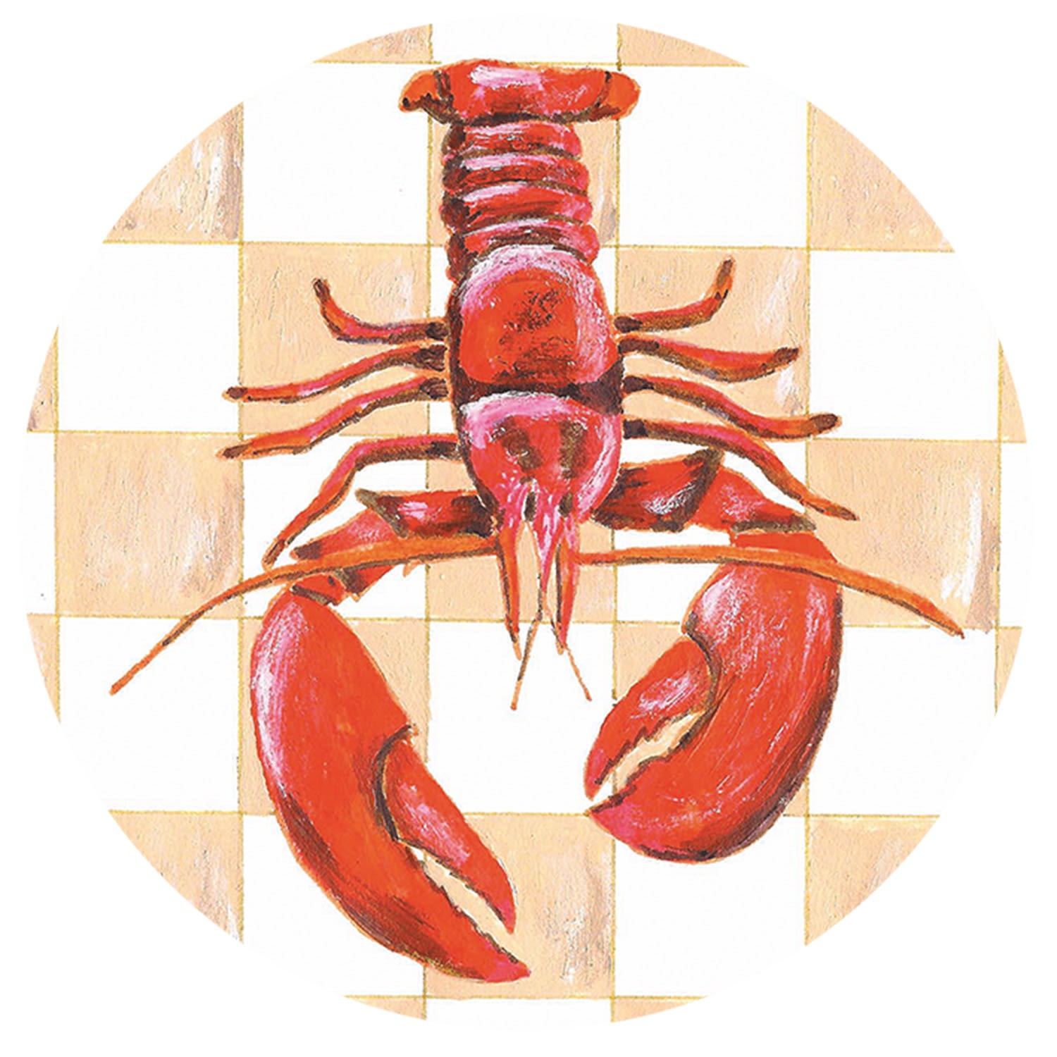 Red Circle Wall Sticker Lobster Catchii