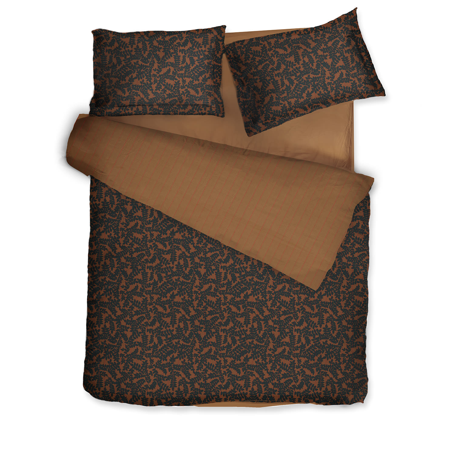 Decoflux Home Brown / Blue Sateen Bed Linen Set Jaquard Cinnamon Uk Single, Us Twin In Brown/blue