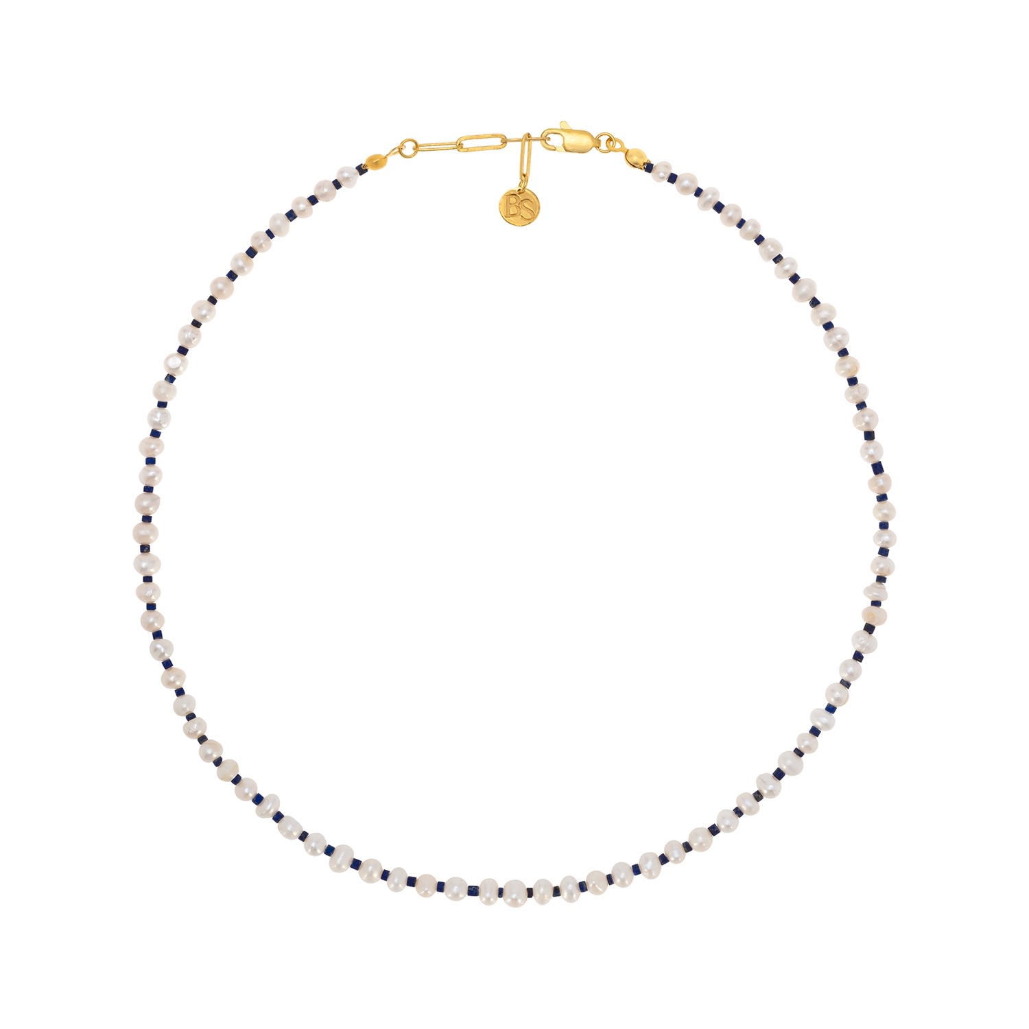 Women’s White / Blue / Gold Soft Waves Necklace Bonjouk Studio