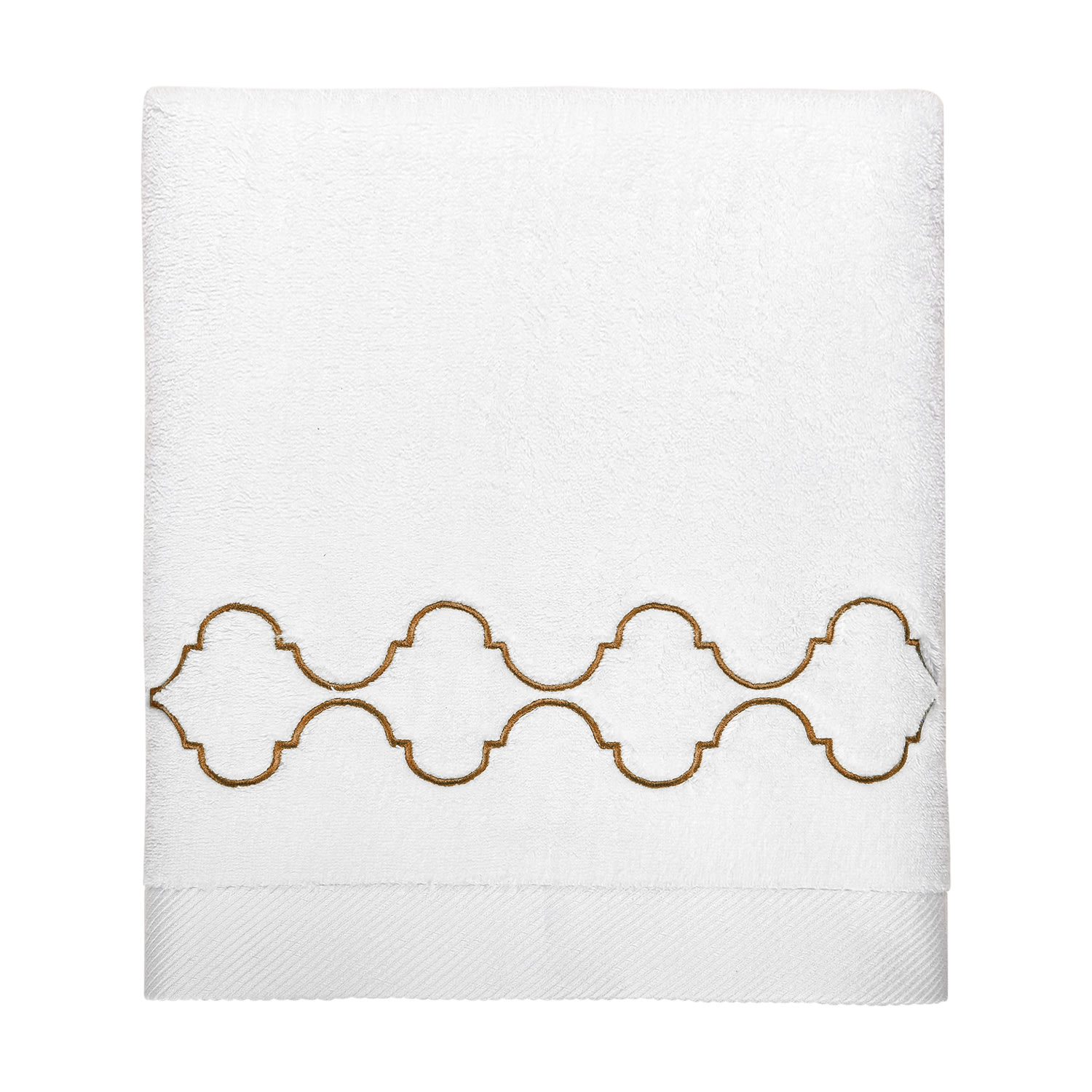 Km Home Collection White Catena Embroidery Bath Towel In Brown