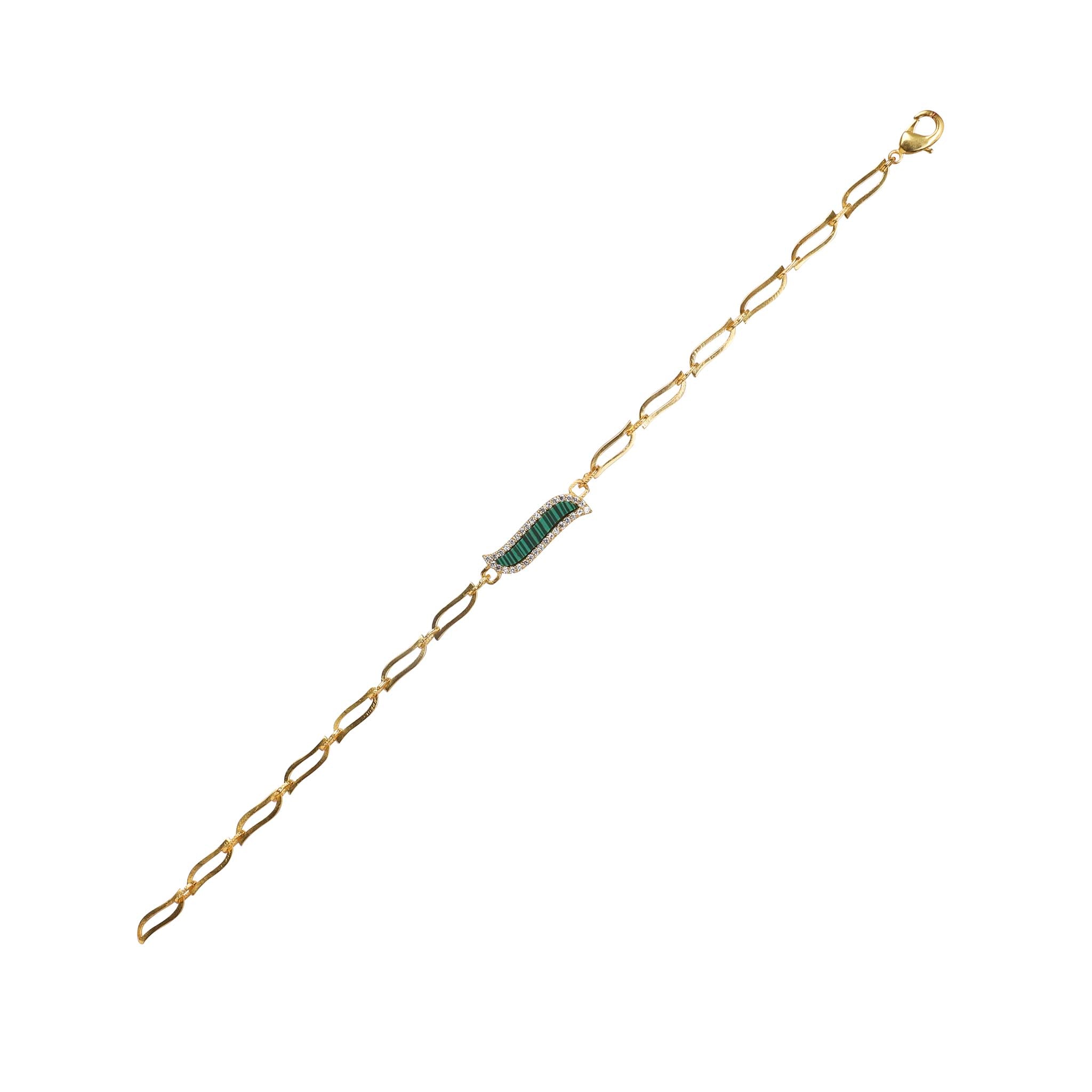 Lila Rasa Women's Gold / Green Paper Link Bracelet Malachite Wave Symphony In Multi