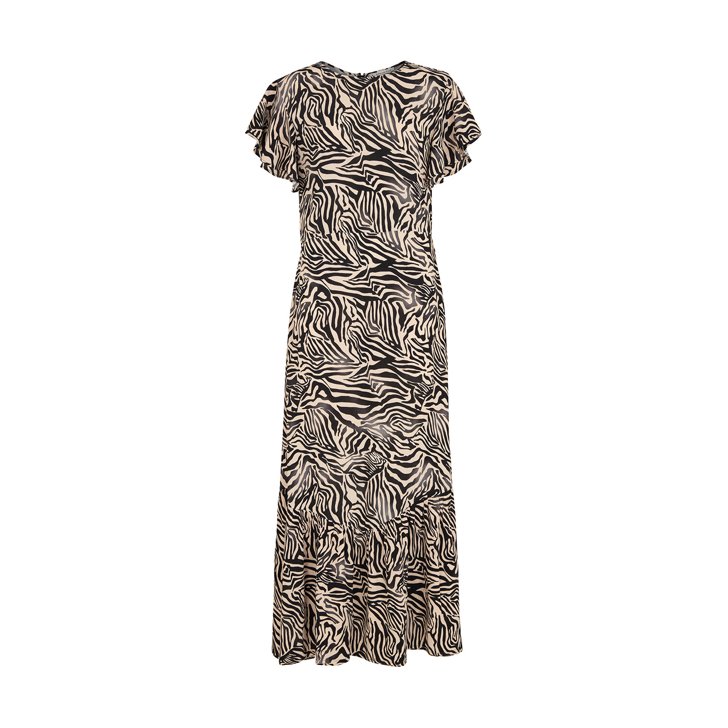 Lily And Lionel Women's Neutrals / Black / Brown Zelda Tiered Zebra Print Maxi Dress In Multi In Black/brown